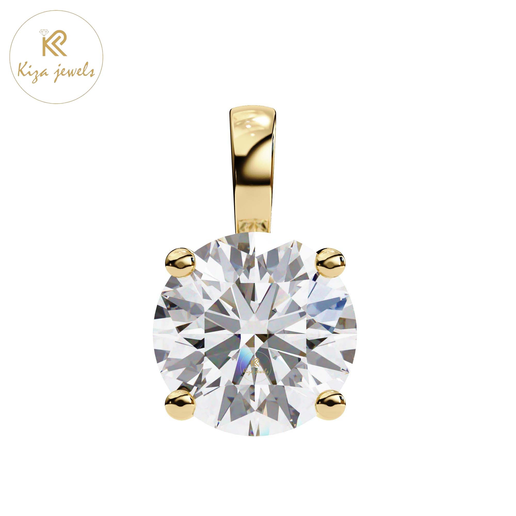 3.01 TDW Cushion Cut Diamond Solitaire Pendant With Chain