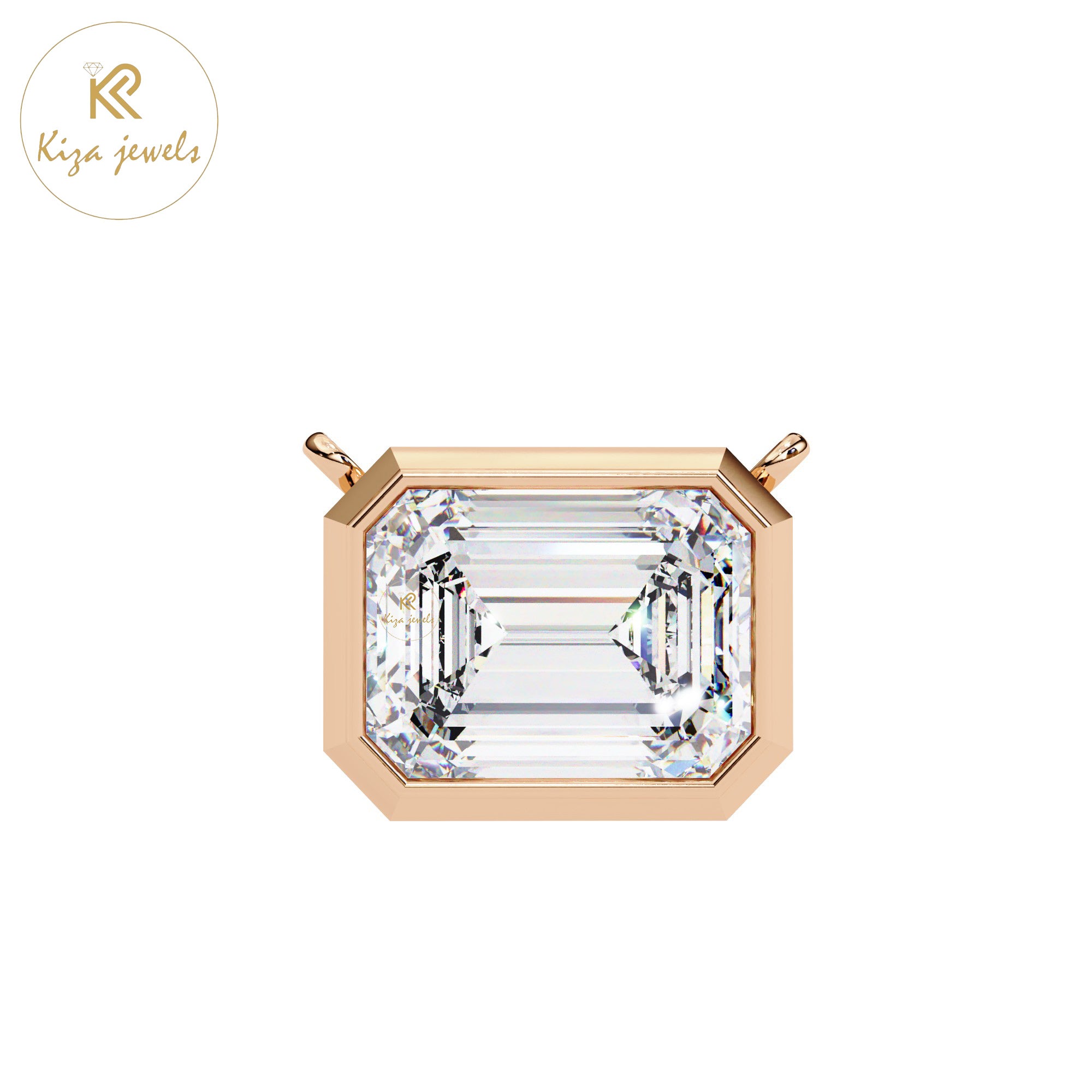 0.78 TDW Emerald Cut Diamond Solitaire Pendant With Chain