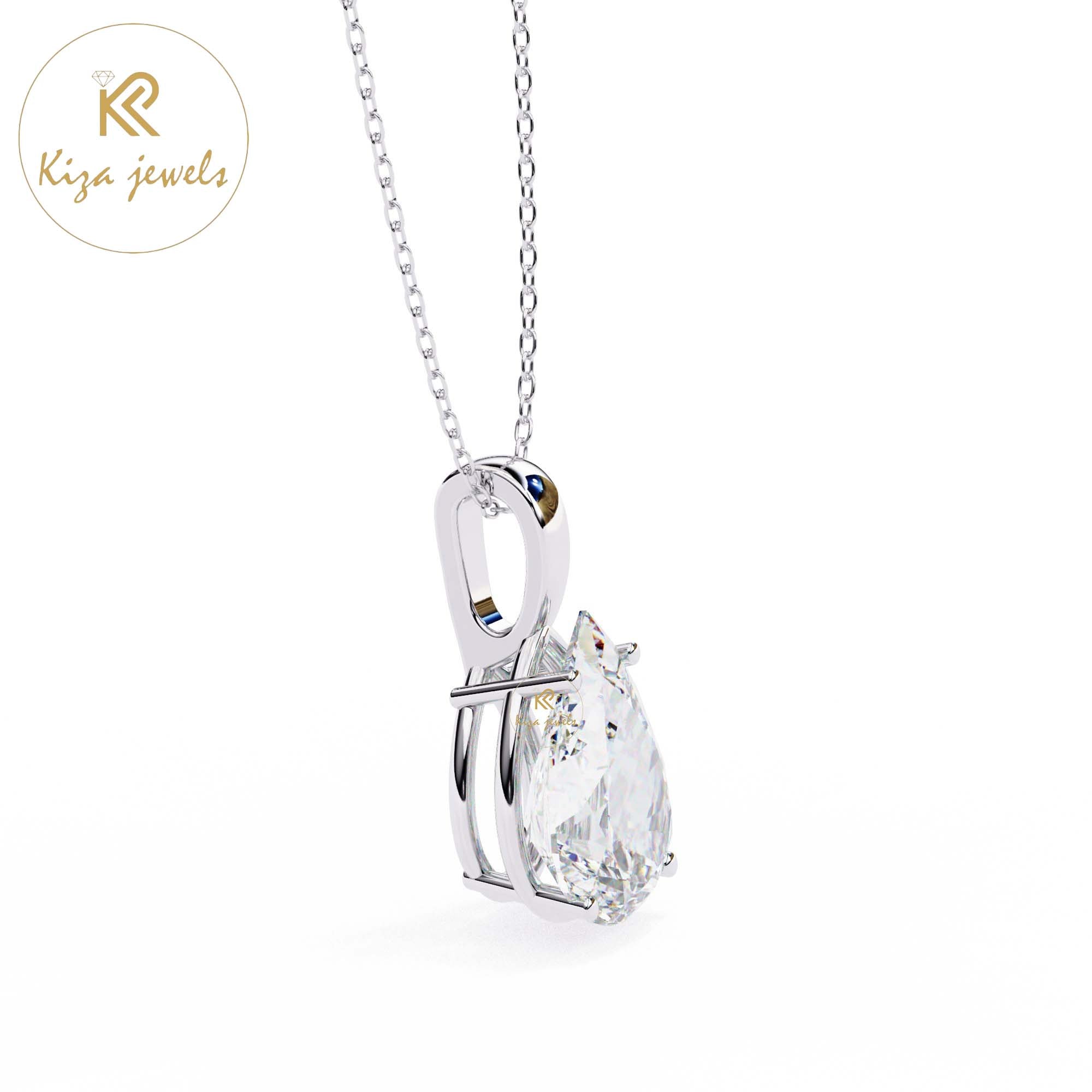 0.65 TDW Pear Cut Diamond Solitaire Pendant With Chain