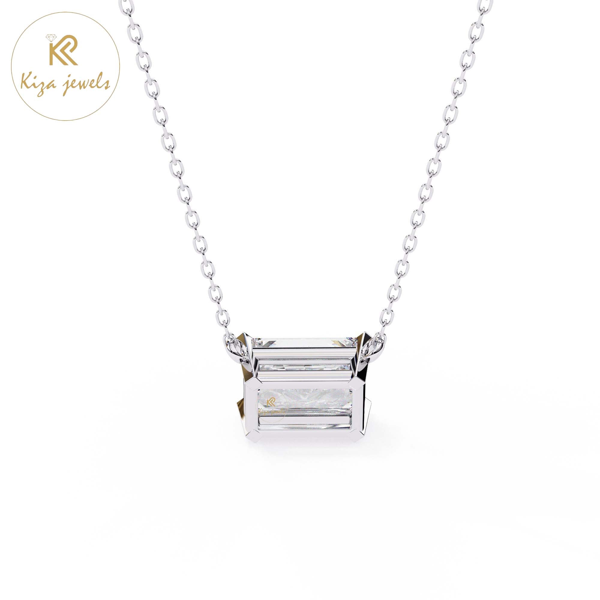 1.95 TDW Radiant Cut Diamond Solitaire Pendant With Chain