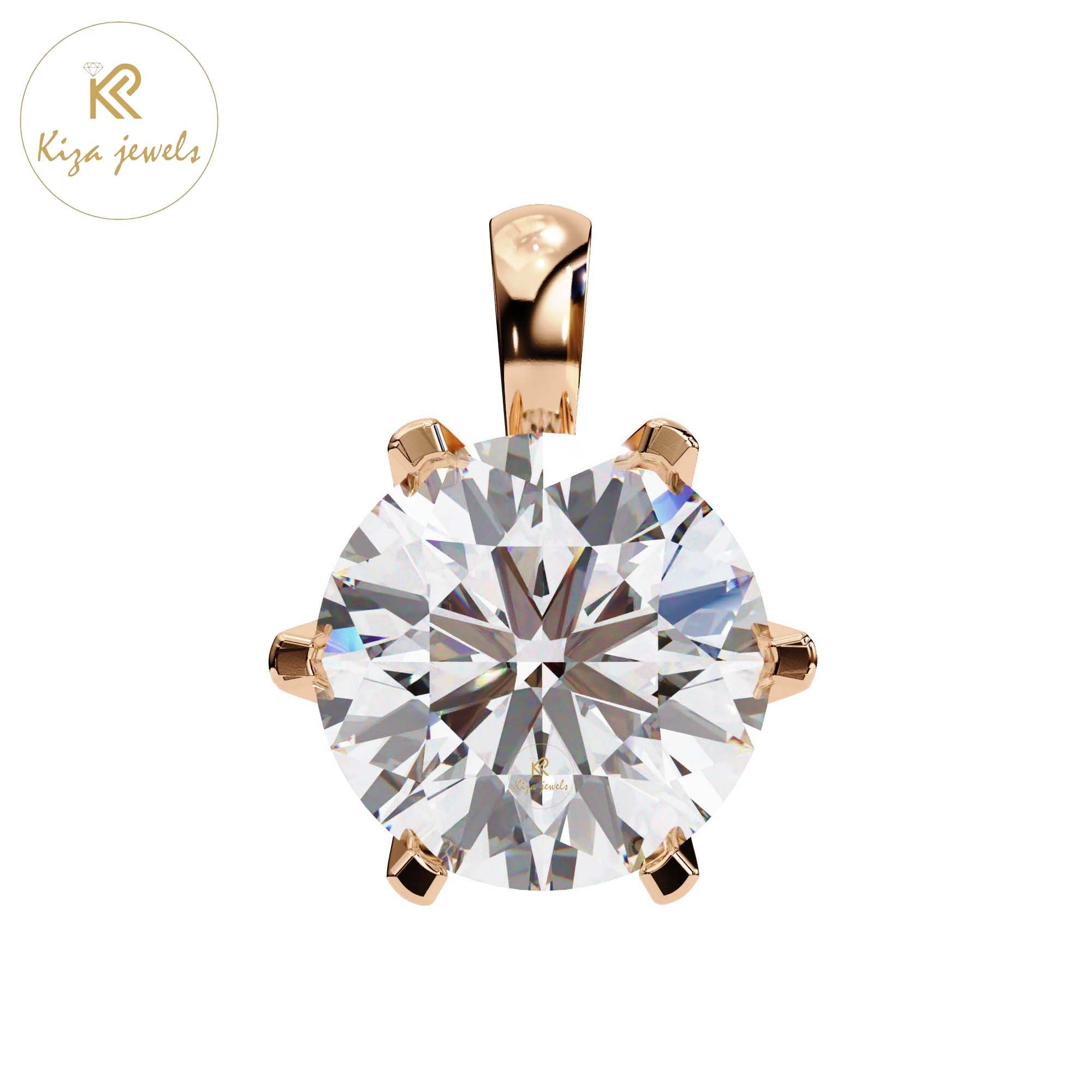 2.20 TDW Round Cut Diamond Solitaire Pendant With Chain