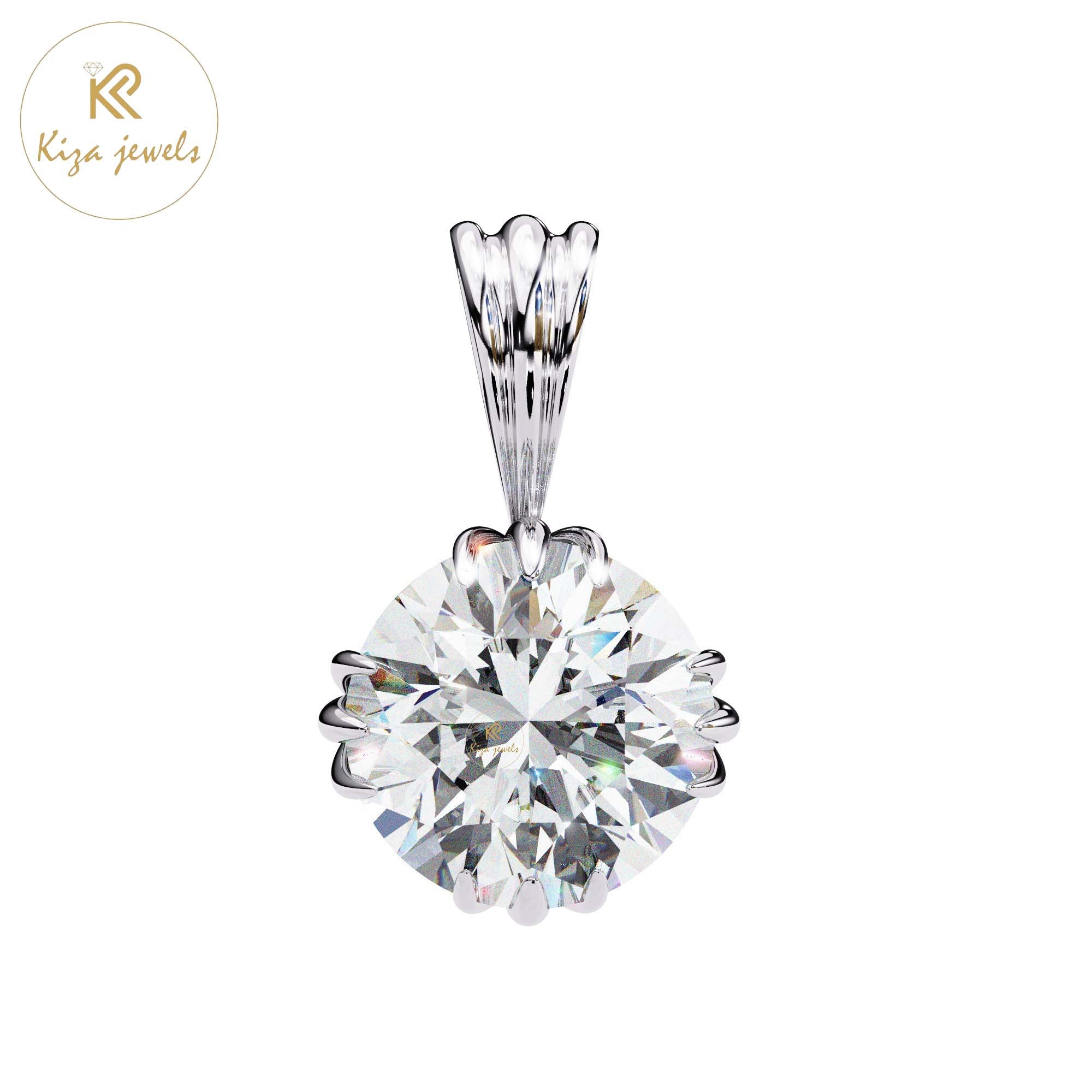 1.00 TDW Round Cut Diamond Solitaire Pendant With Chain