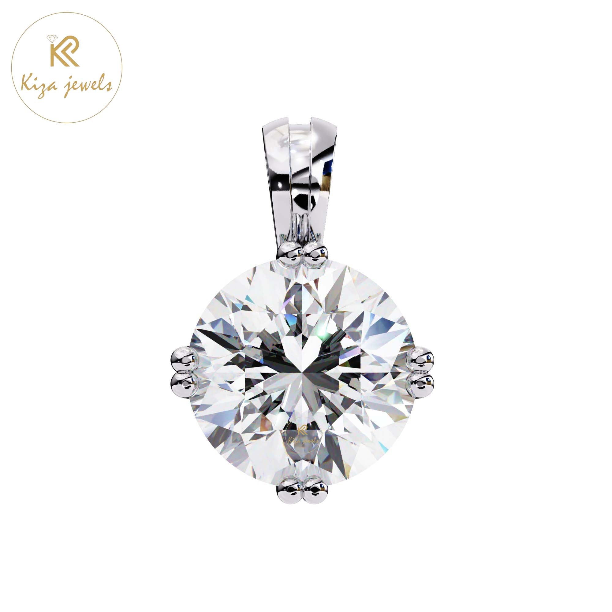 1.98 TDW Round Cut Diamond Solitaire Pendant With Chain