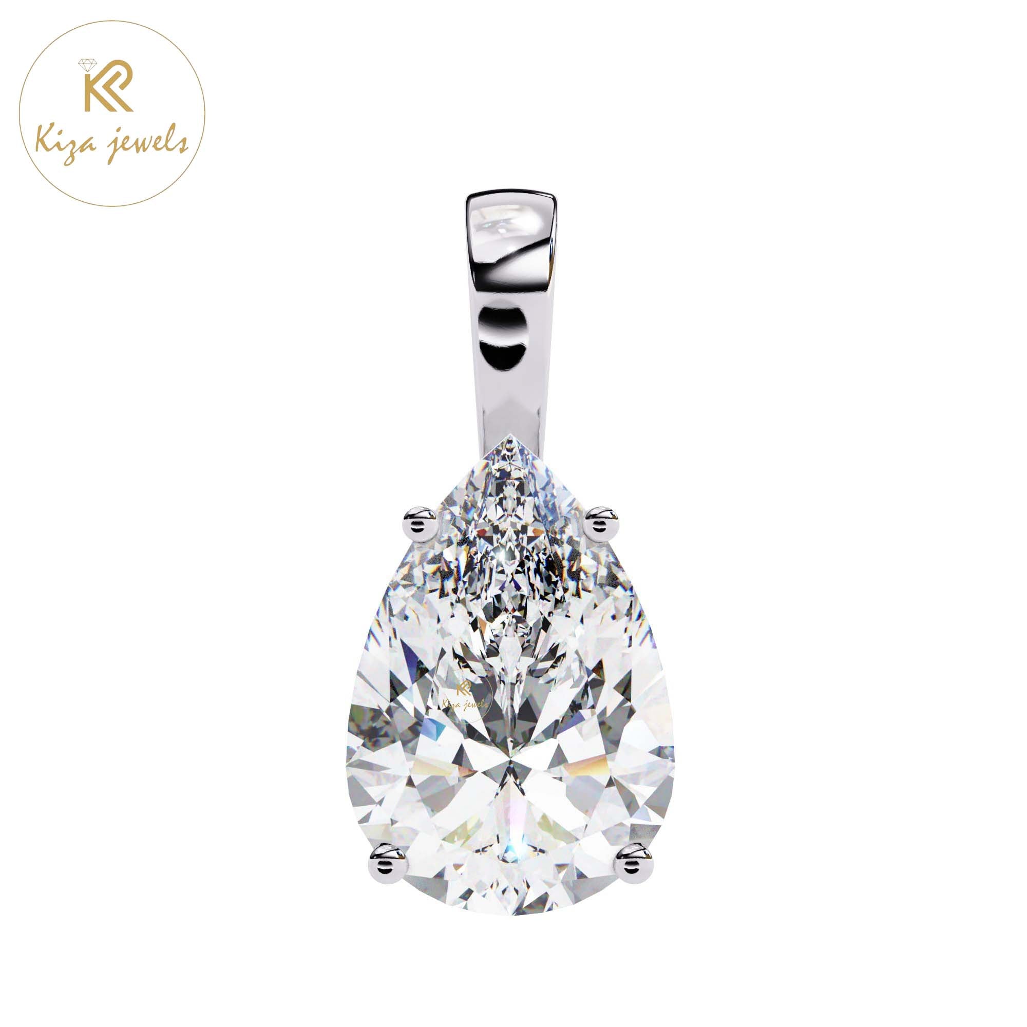 0.65 TDW Pear Cut Diamond Solitaire Pendant With Chain