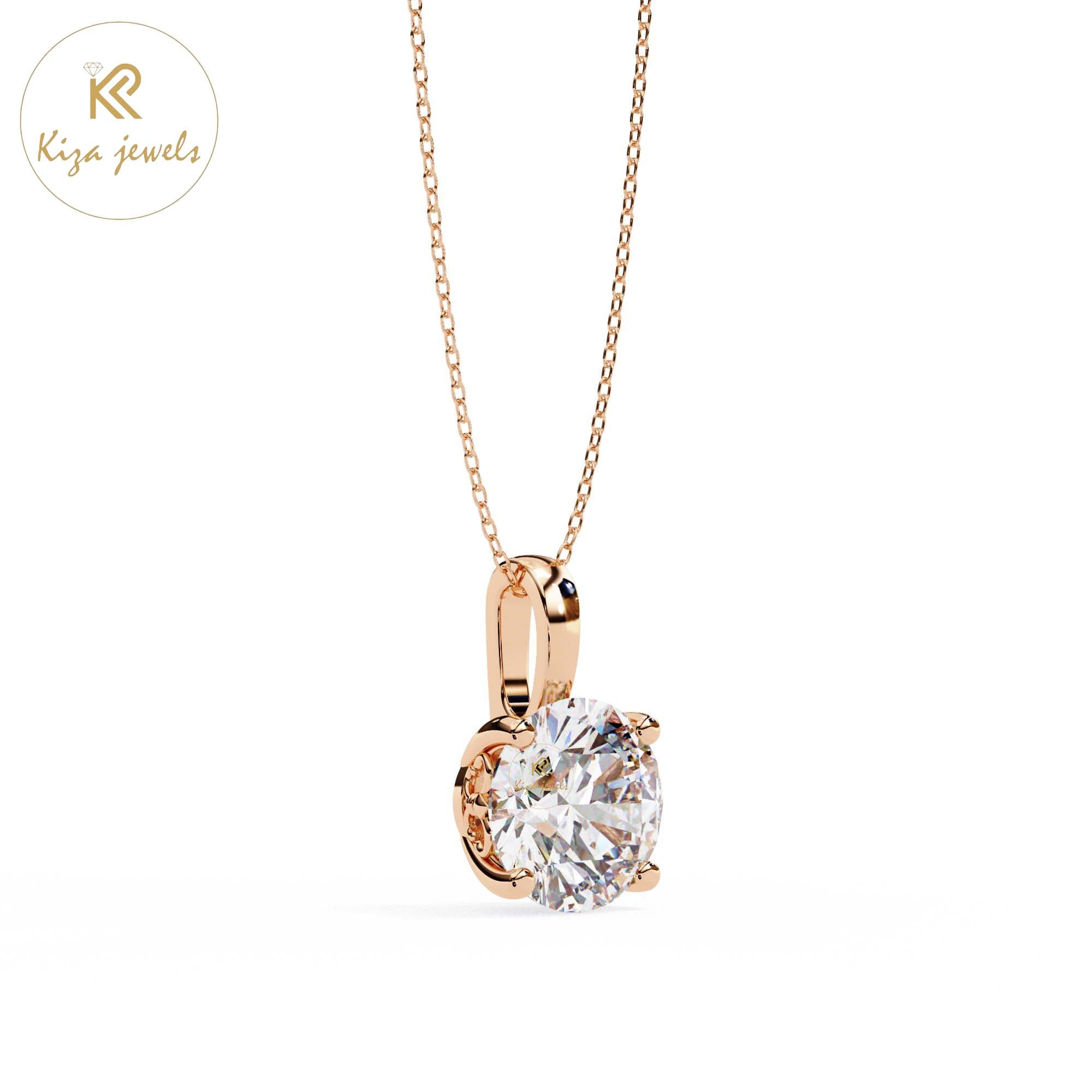 3.01 TDW Cushion Cut Diamond Solitaire Pendant With Chain