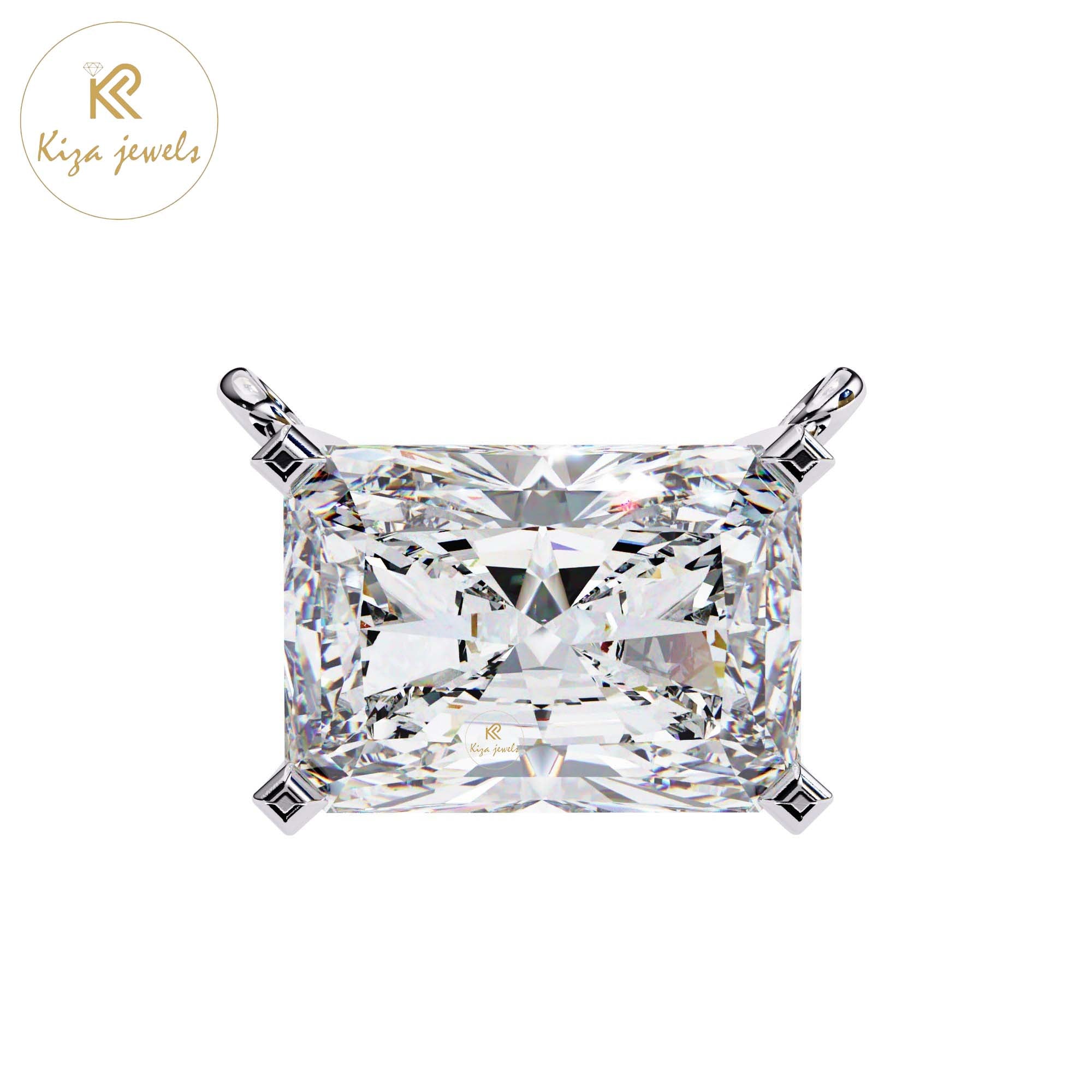 1.95 TDW Radiant Cut Diamond Solitaire Pendant With Chain