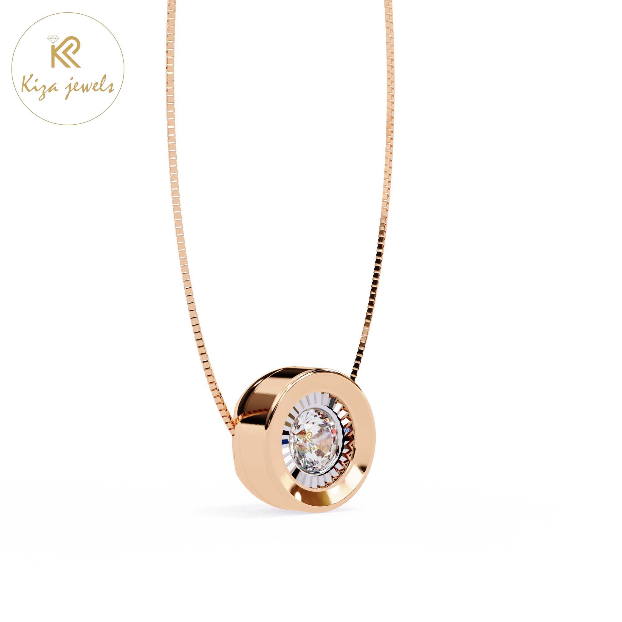 0.26 TDW Round Cut Diamond Solitaire Pendant With Chain