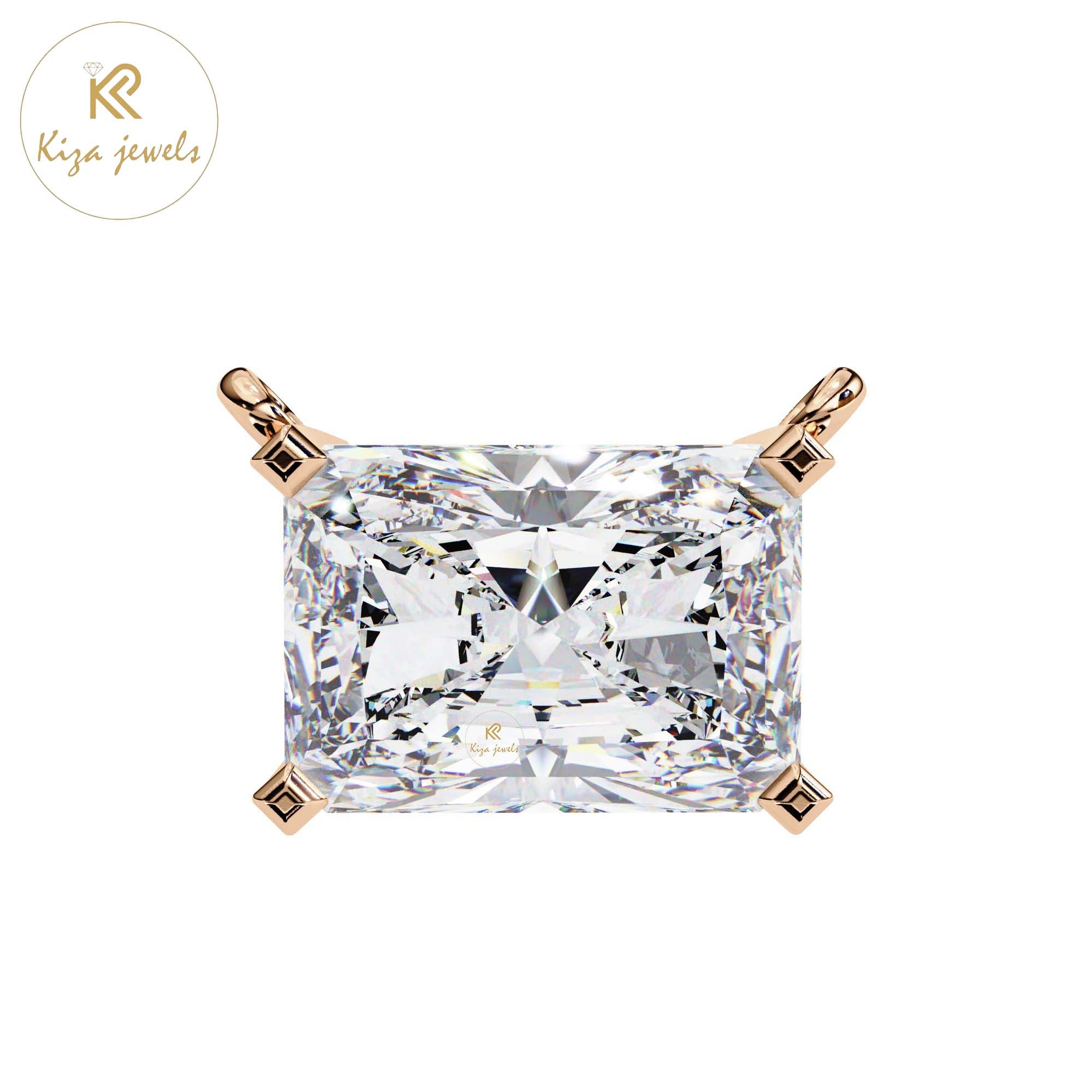 1.95 TDW Radiant Cut Diamond Solitaire Pendant With Chain