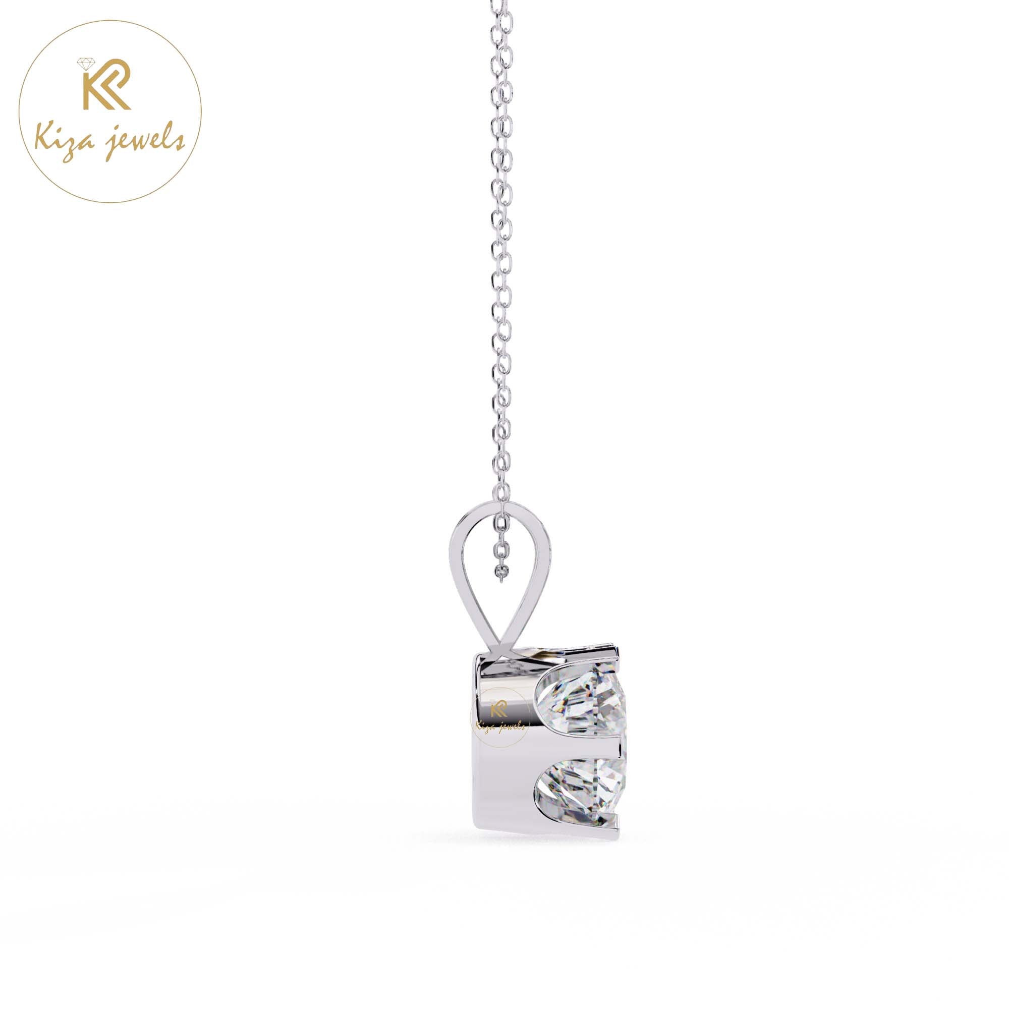 0.82 TDW Round Cut Diamond Solitaire Pendant With Chain