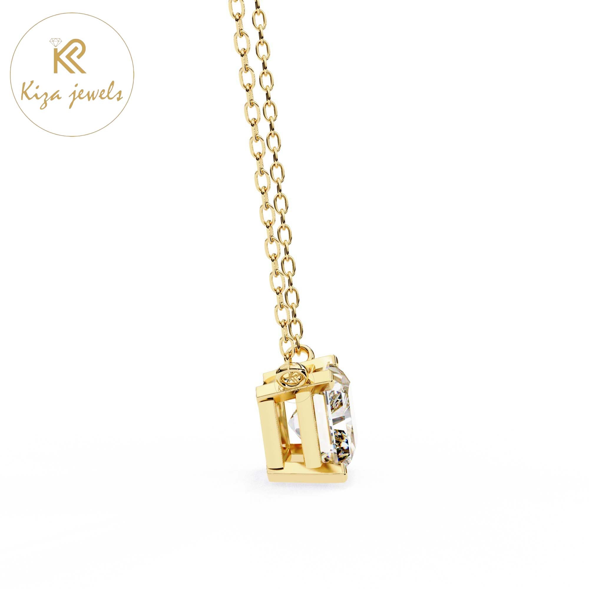 1.95 TDW Radiant Cut Diamond Solitaire Pendant With Chain