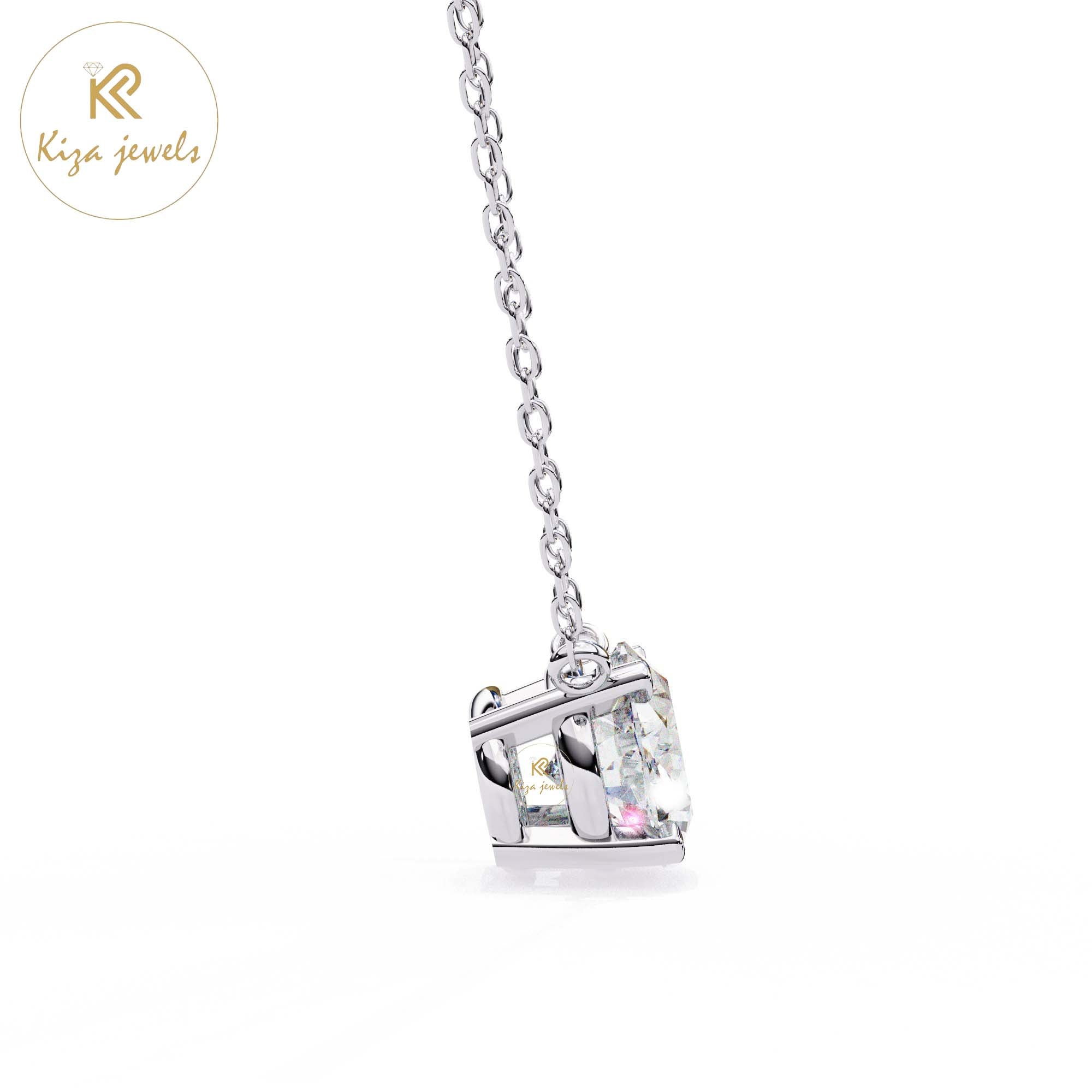 1.66 TDW Oval Cut Diamond Solitaire Pendant With Chain