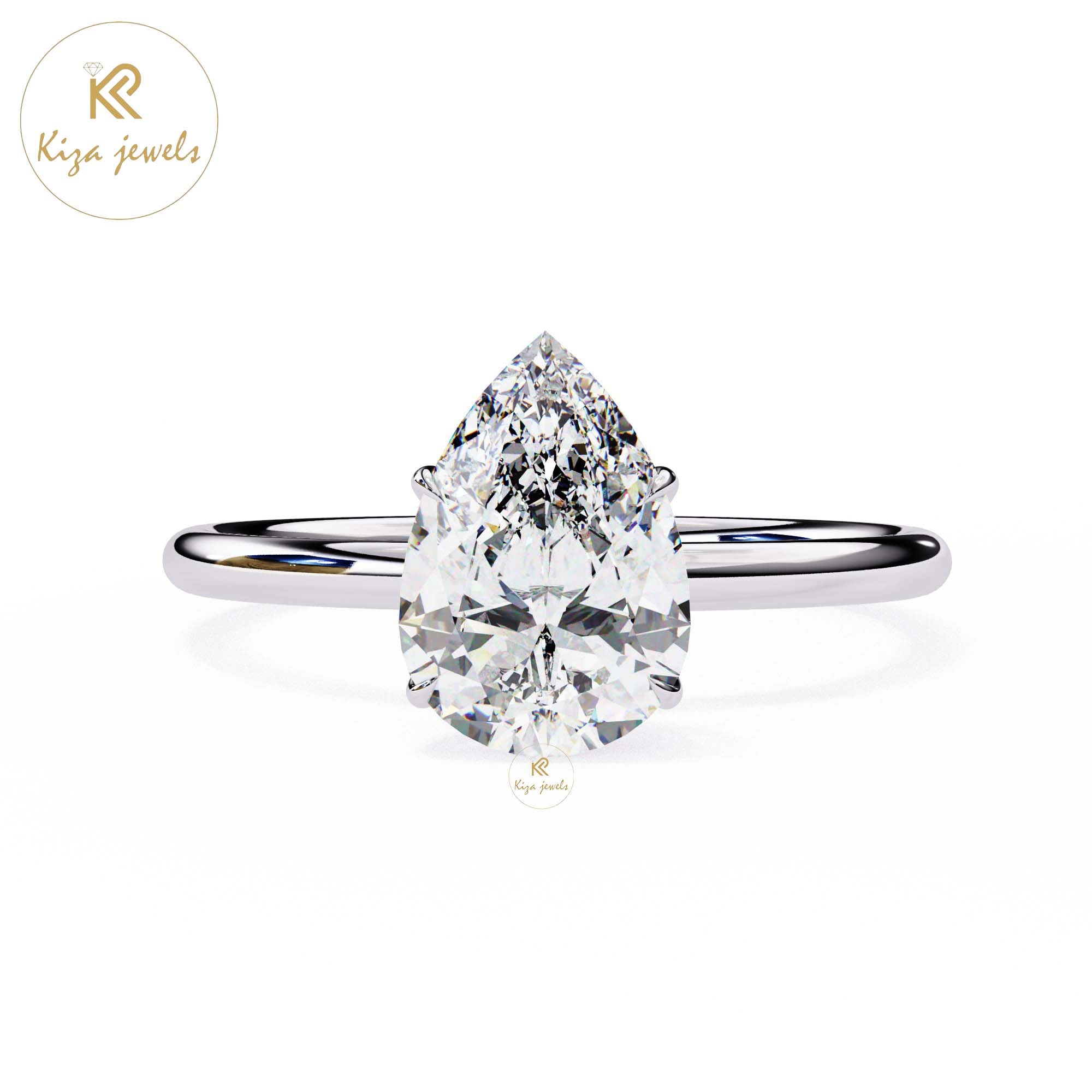 0.89 TDW Pear Cut Women's Diamond Solitaire Ring