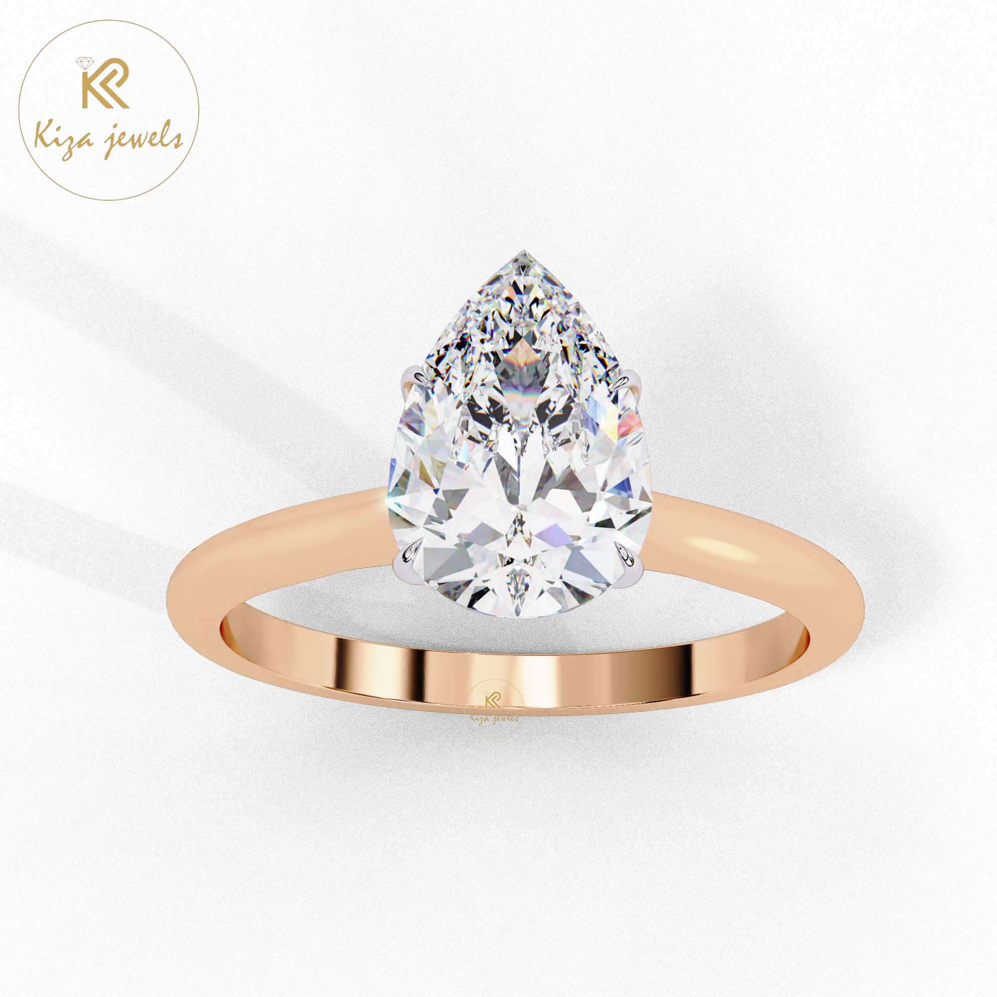 0.89 TDW Pear Cut Women's Diamond Solitaire Ring