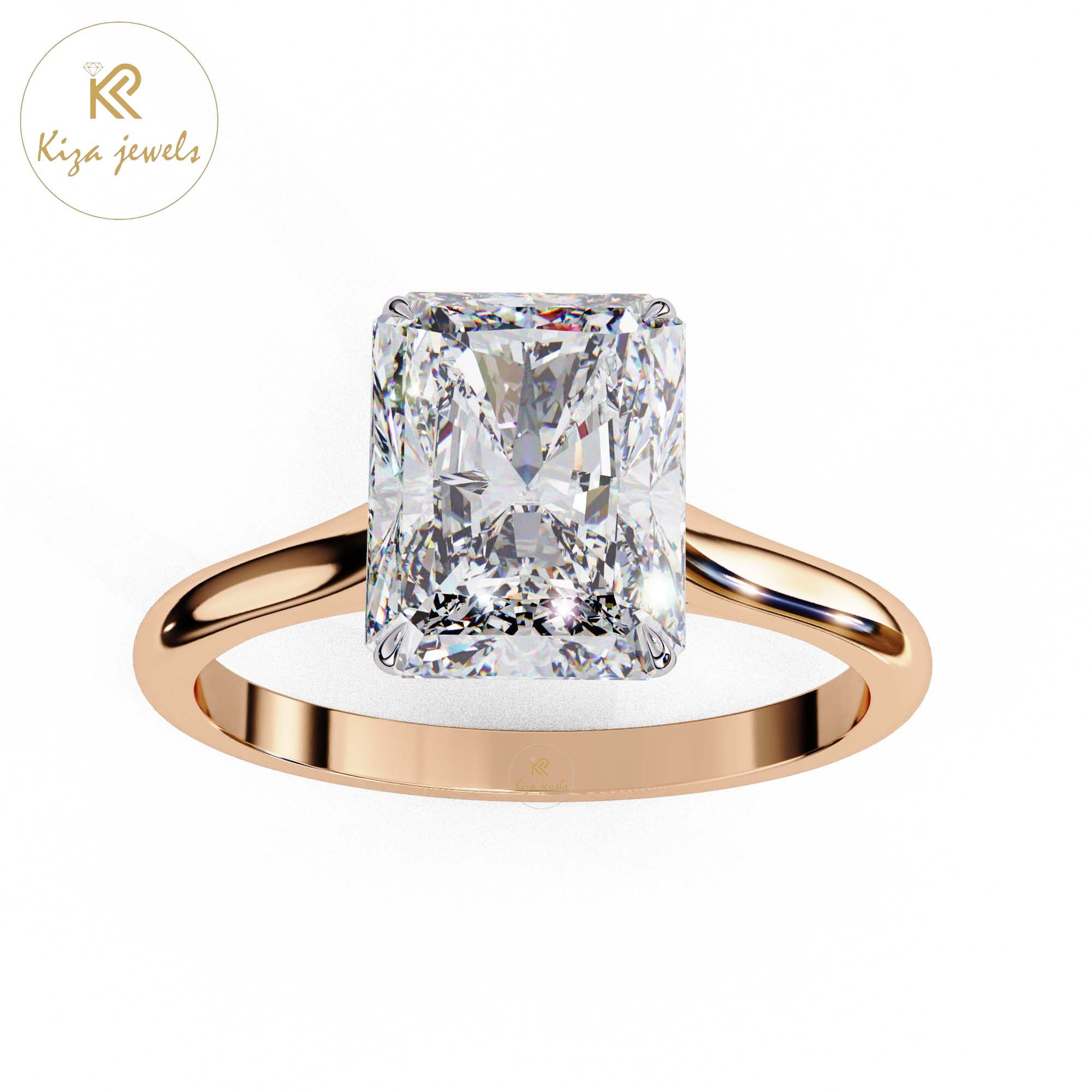 2.94 TDW Radiant Cut Women's Diamond Solitaire Ring