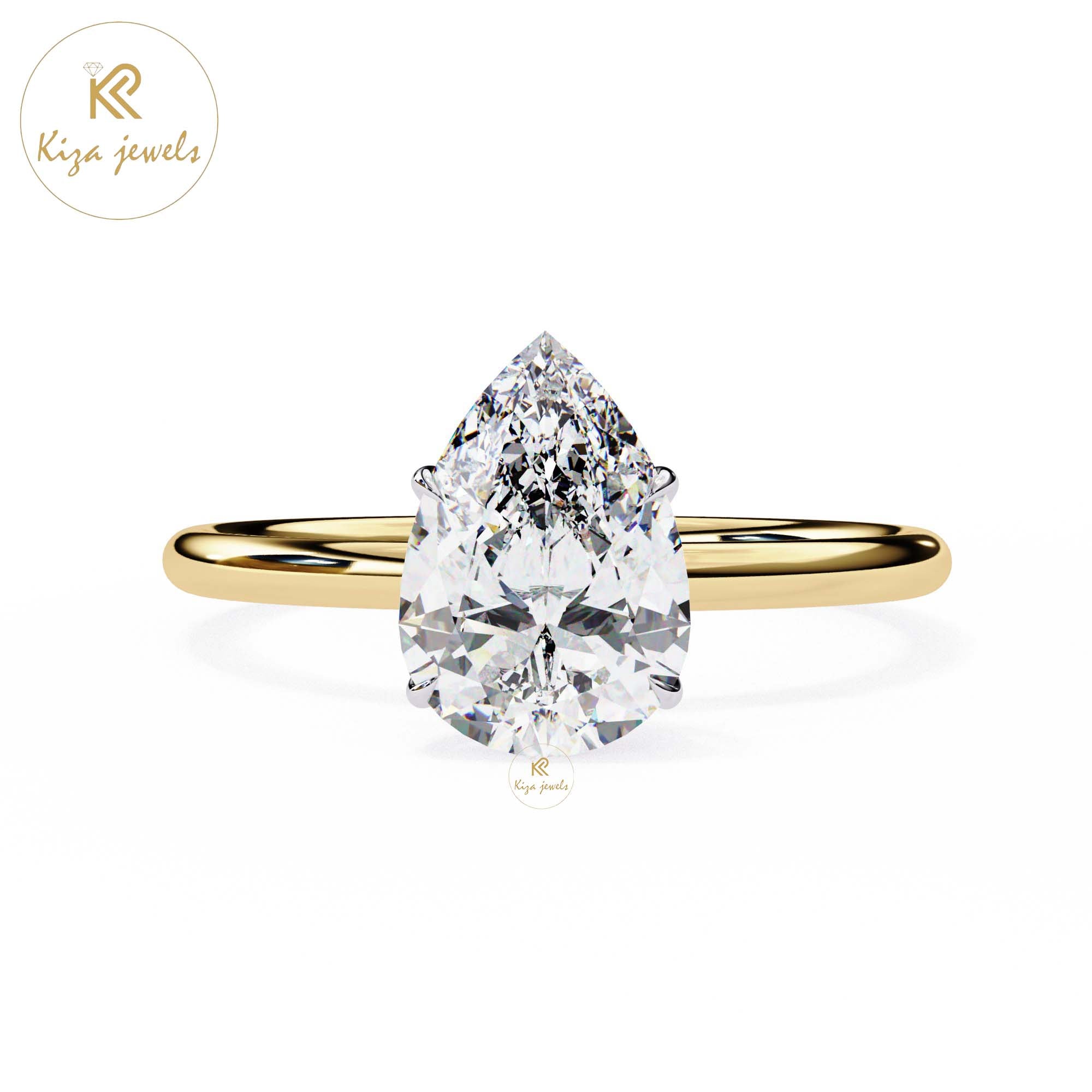 0.89 TDW Pear Cut Women's Diamond Solitaire Ring