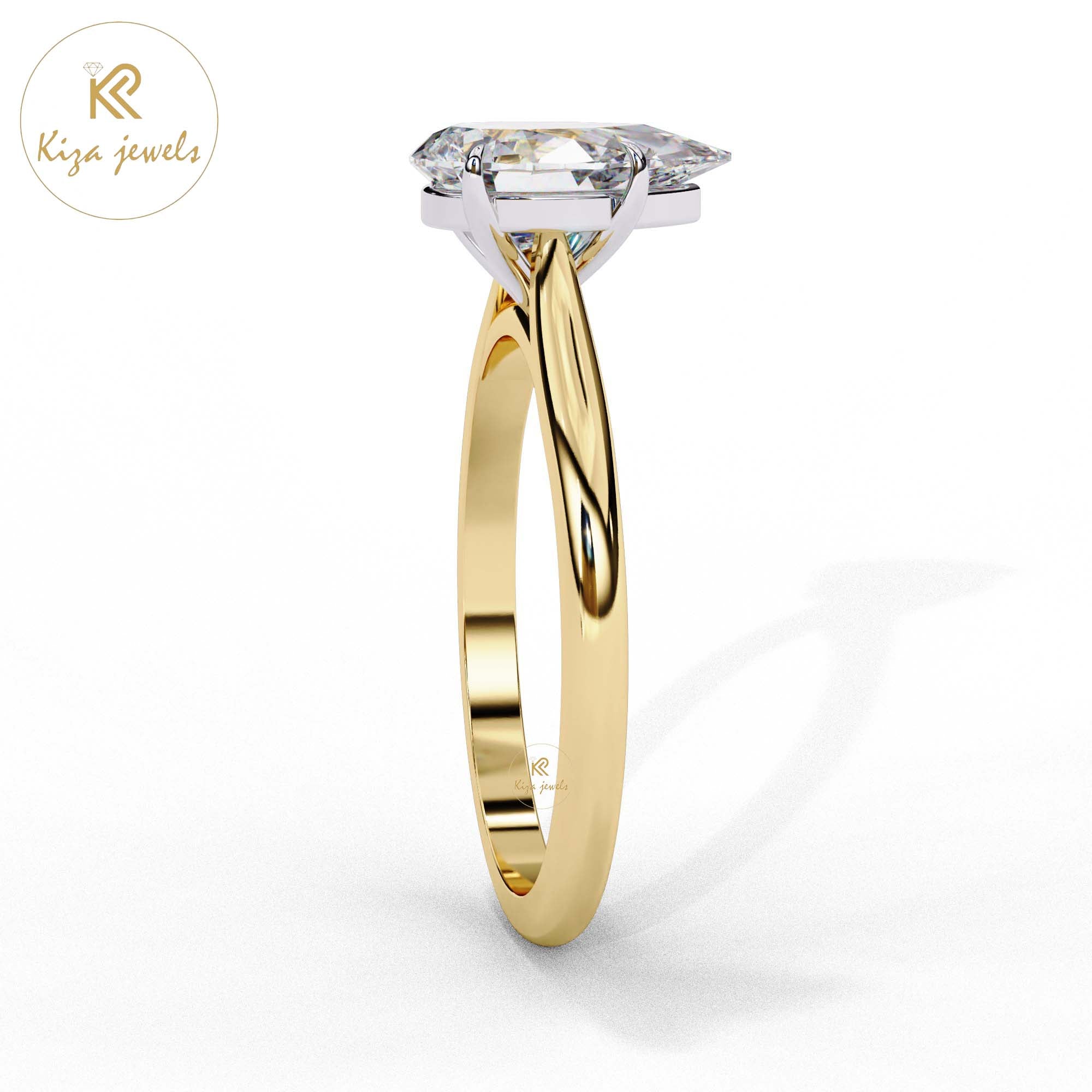 0.89 TDW Pear Cut Women's Diamond Solitaire Ring