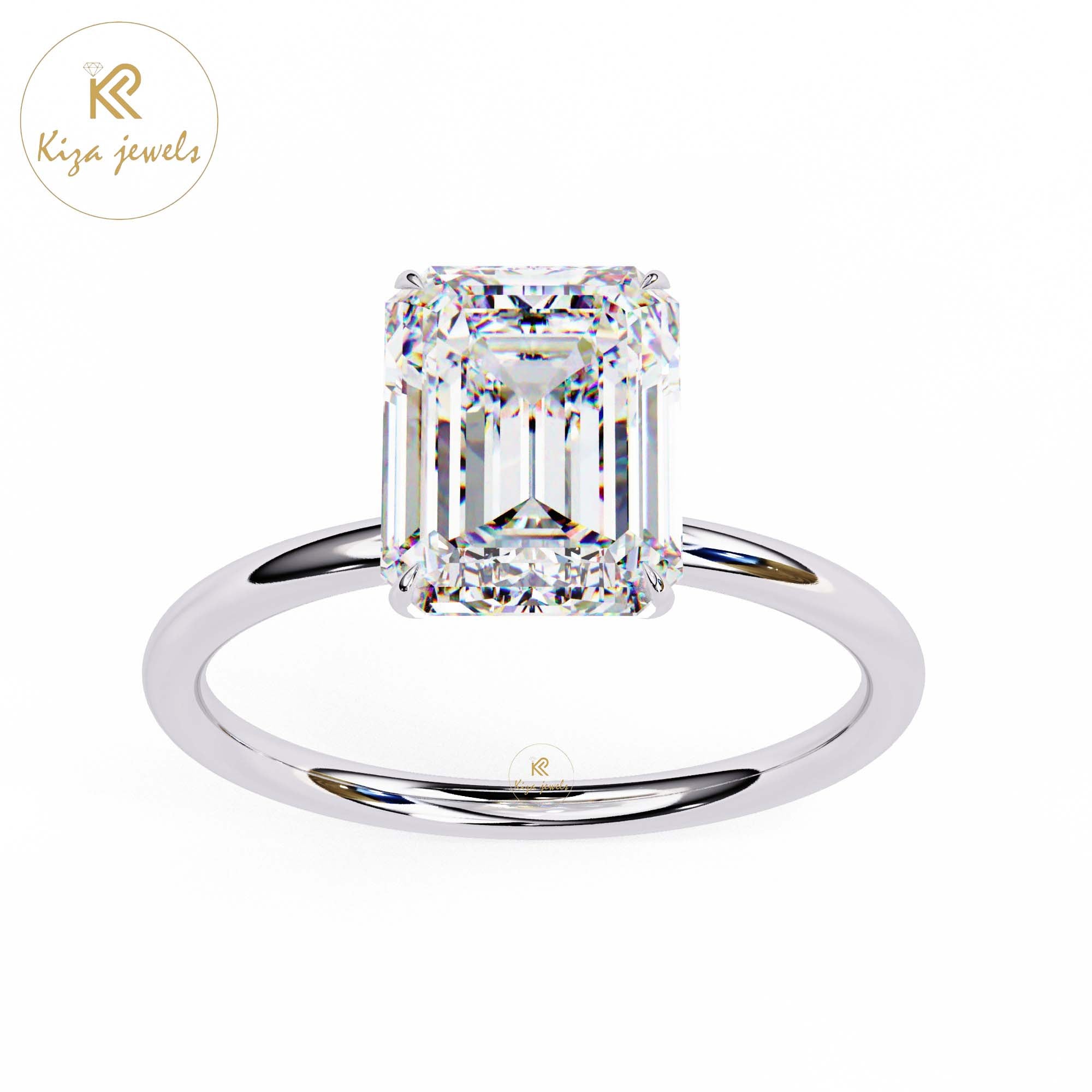 2.56 TDW Emerald Cut Women's Diamond Solitaire Ring