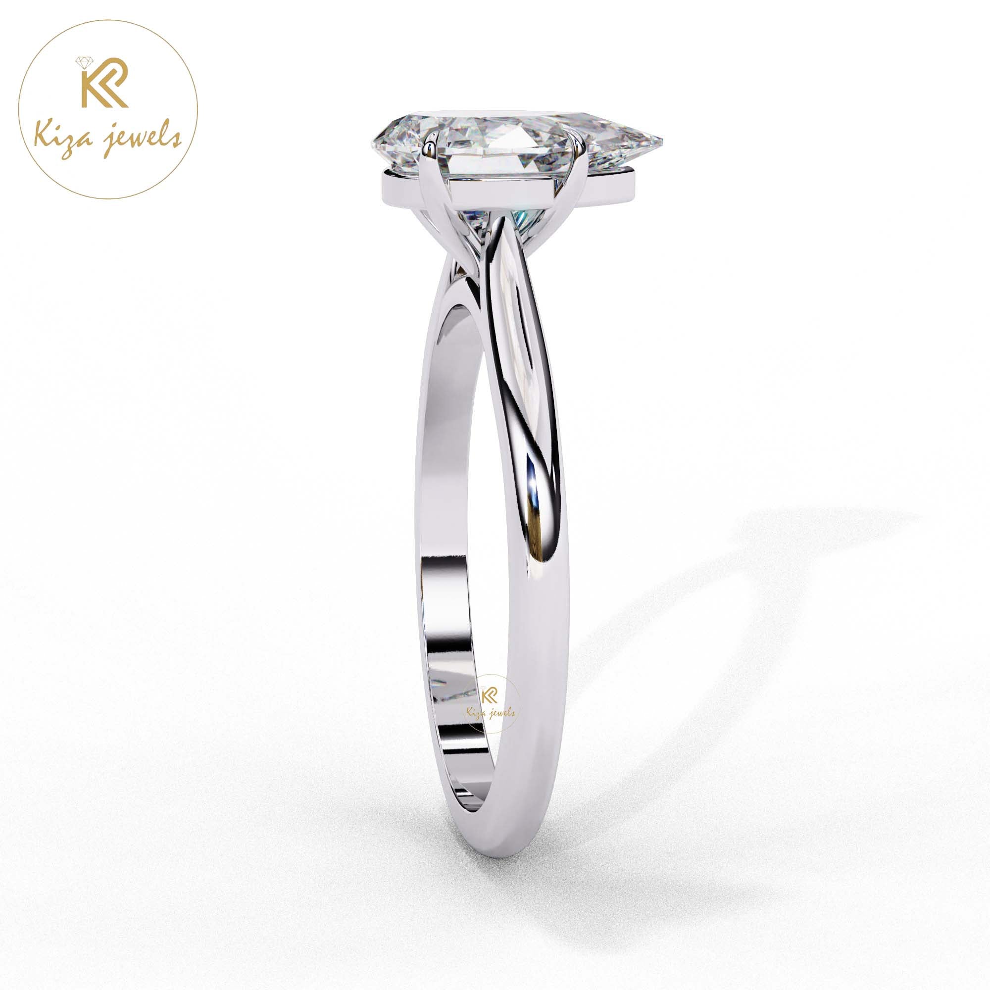 0.89 TDW Pear Cut Women's Diamond Solitaire Ring