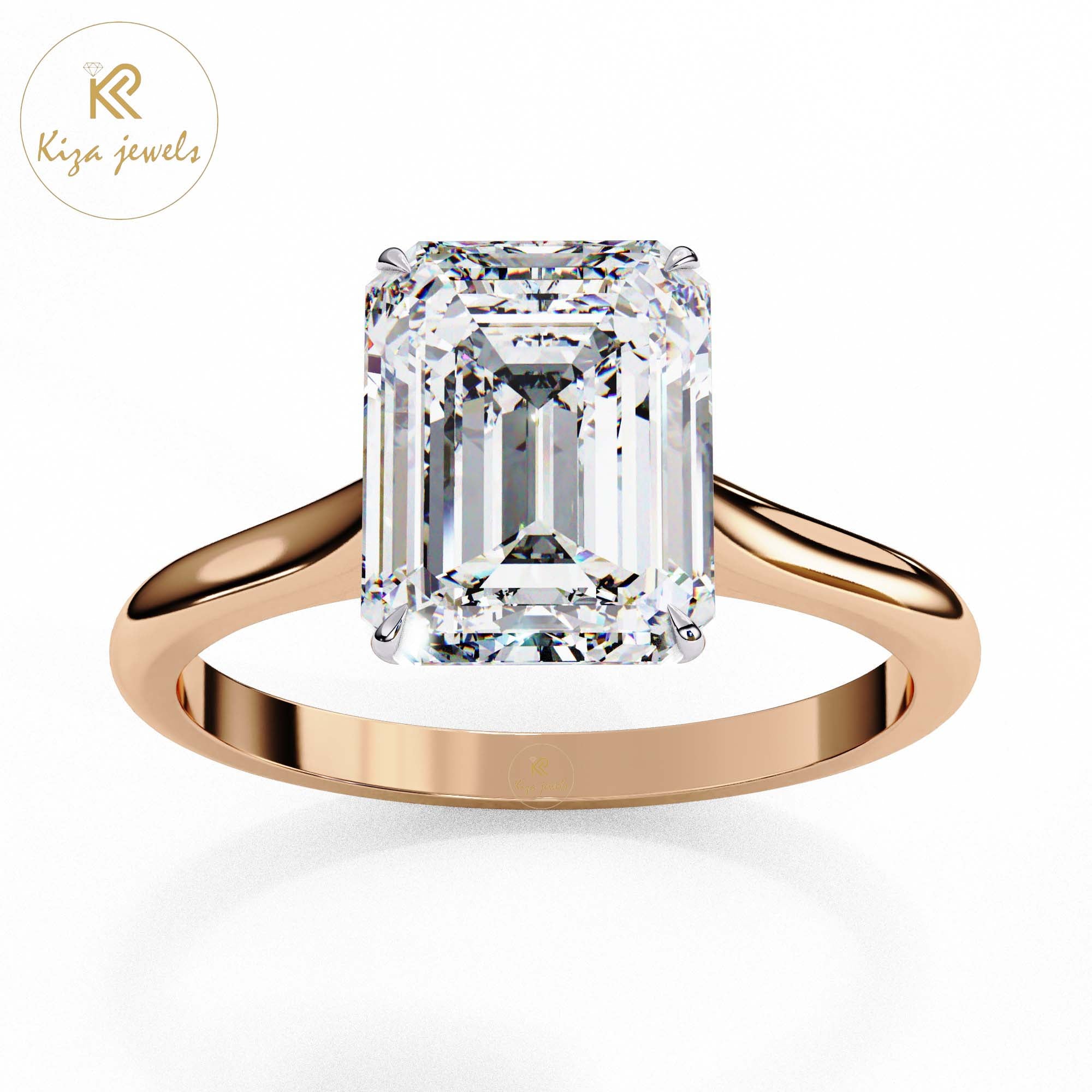 2.56 TDW Emerald Cut Women's Diamond Solitaire Ring