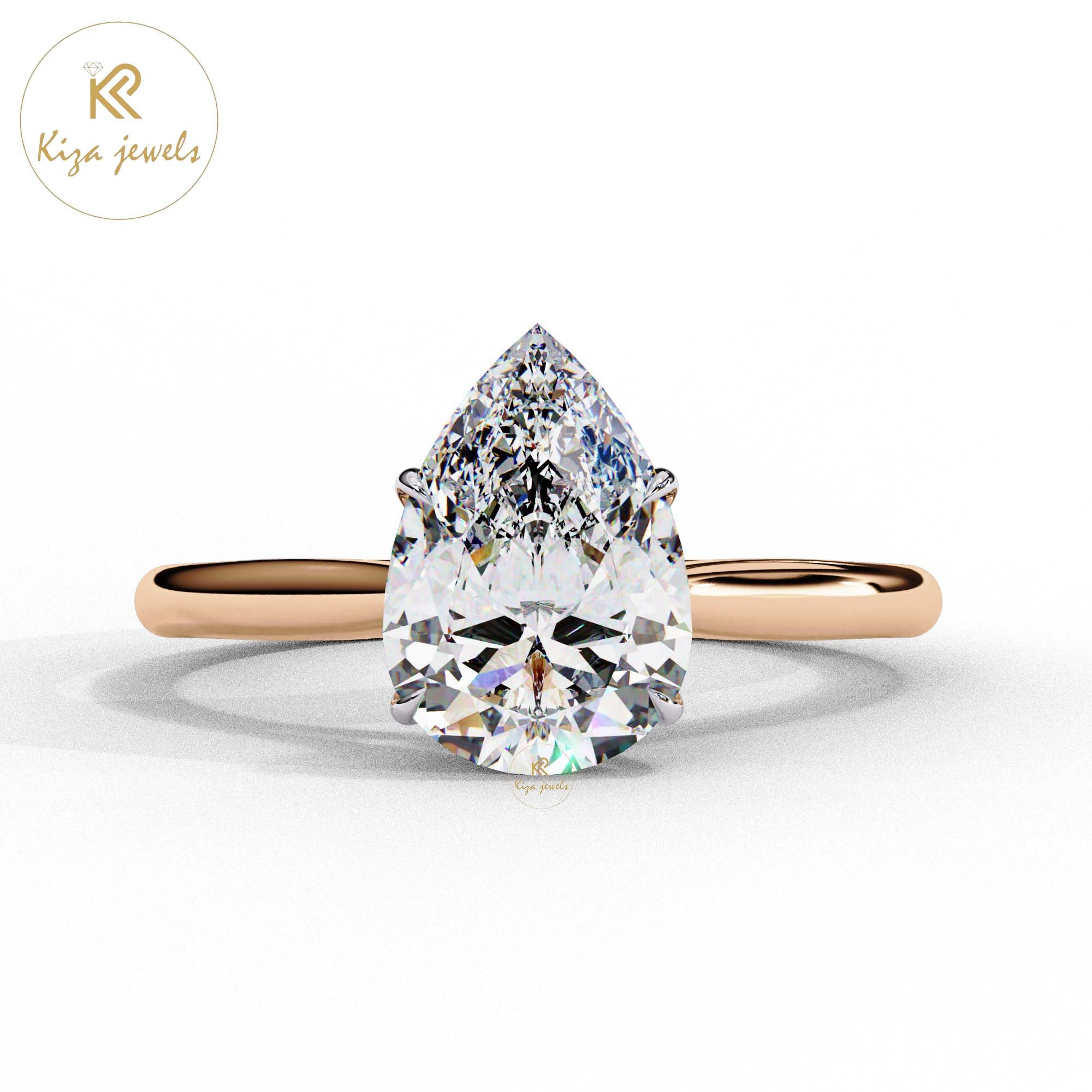 0.89 TDW Pear Cut Women's Diamond Solitaire Ring