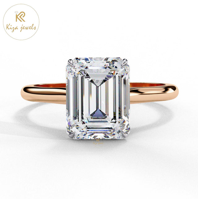 2.56 TDW Emerald Cut Women's Diamond Solitaire Ring