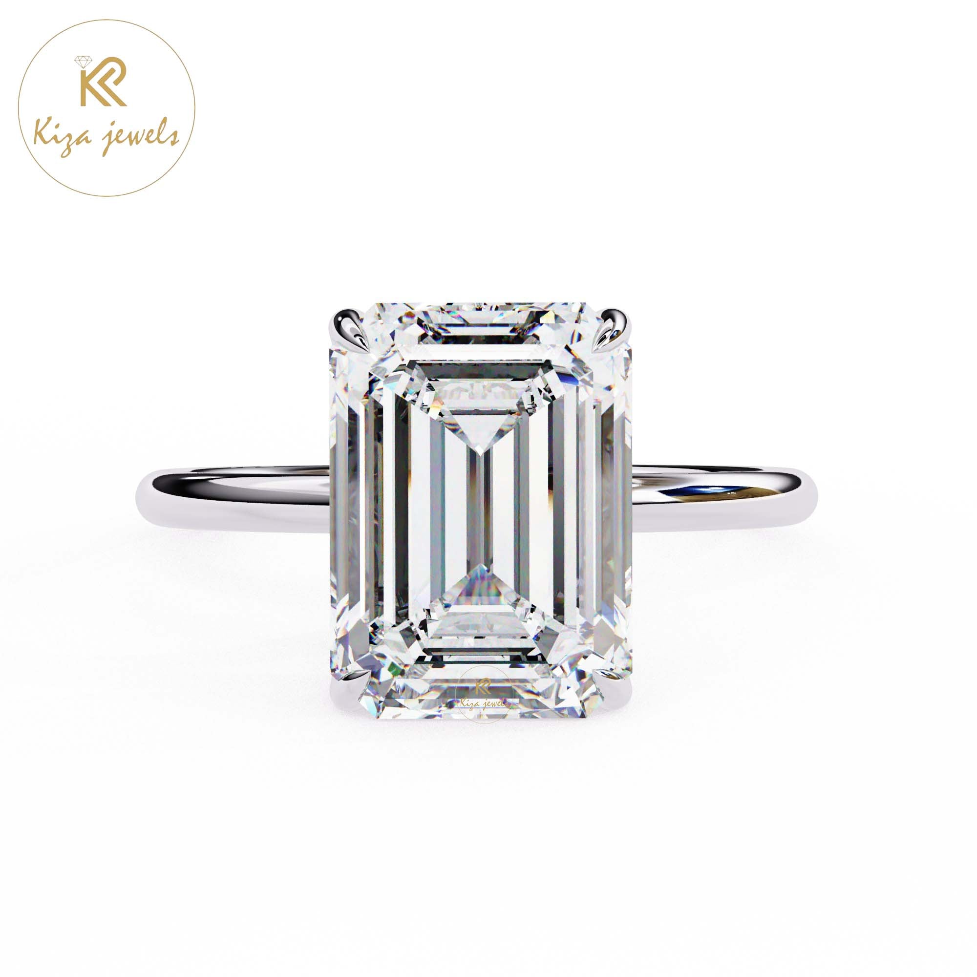 2.56 TDW Emerald Cut Women's Diamond Solitaire Ring