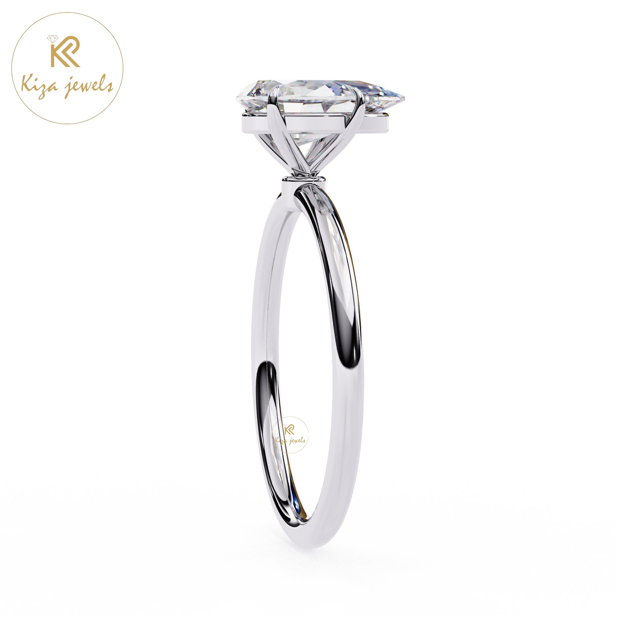 0.89 TDW Pear Cut Women's Diamond Solitaire Ring