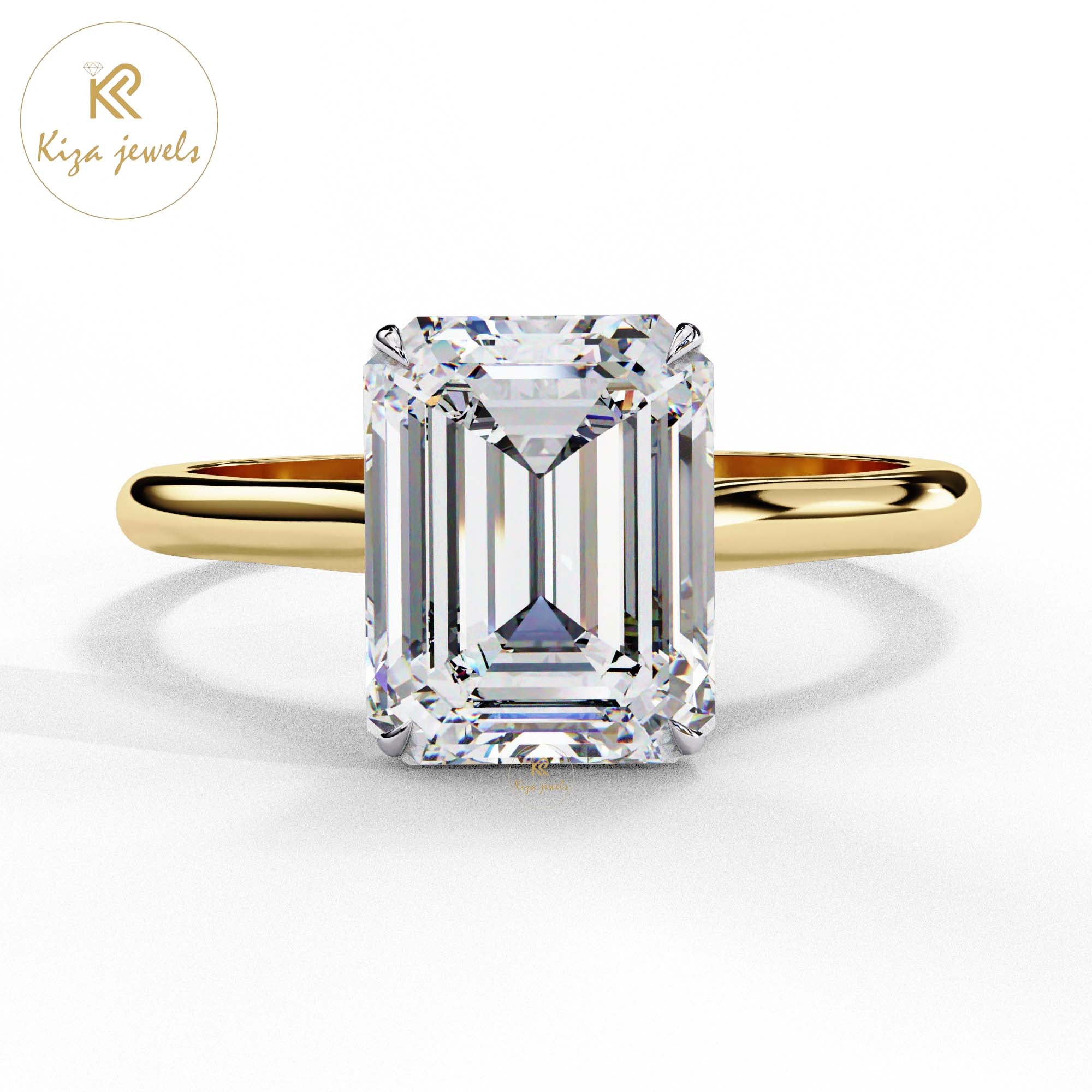 2.56 TDW Emerald Cut Women's Diamond Solitaire Ring