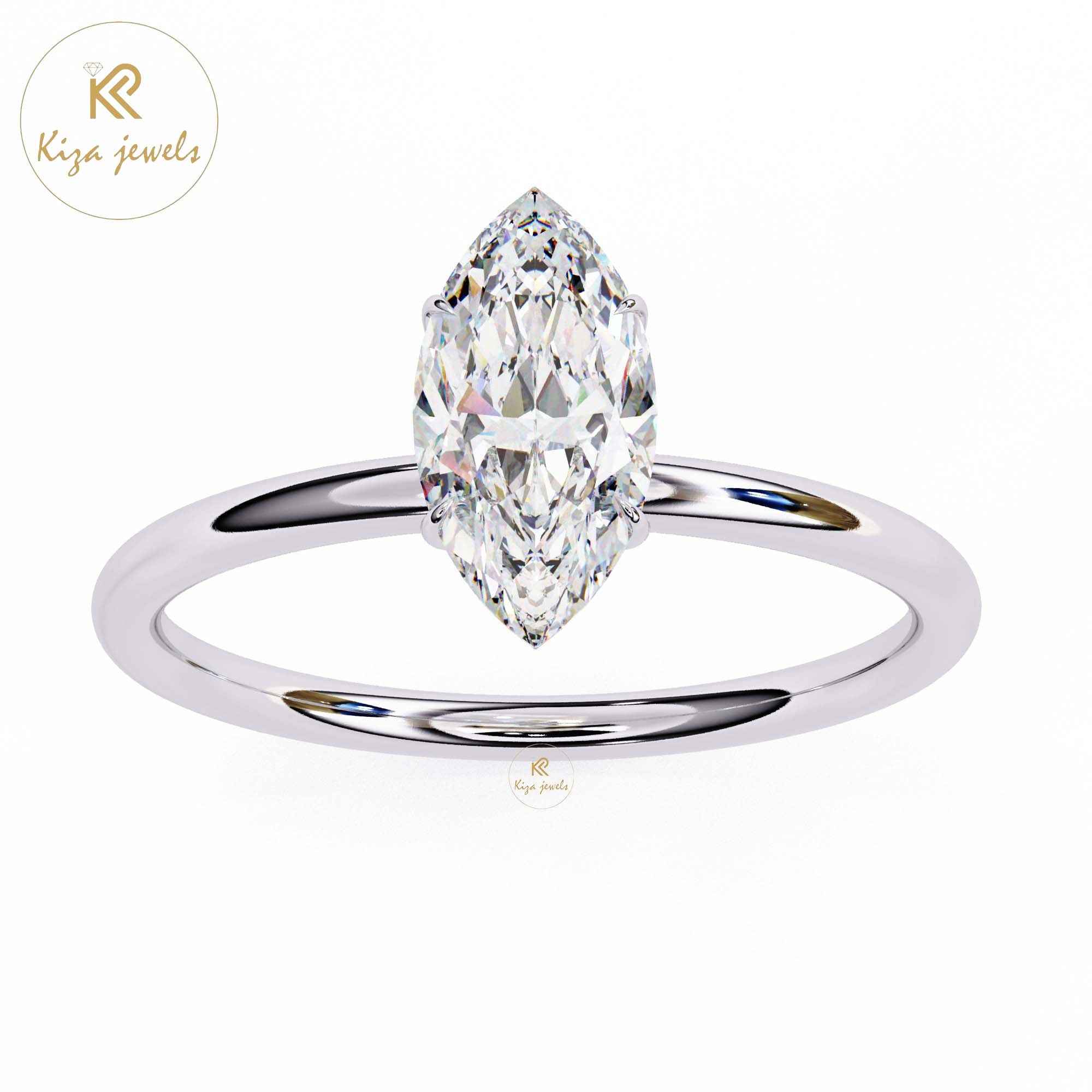 0.82 TDW Marquise Cut Women's Diamond Solitaire Ring