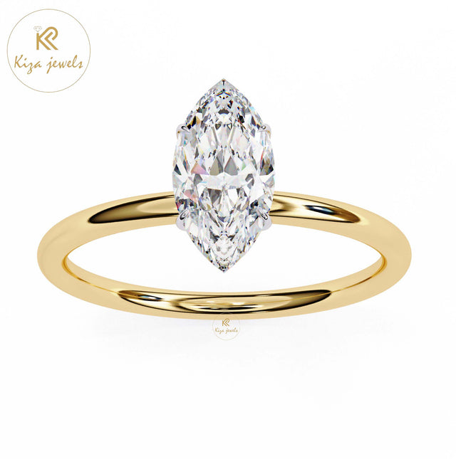 0.82 TDW Marquise Cut Women's Diamond Solitaire Ring