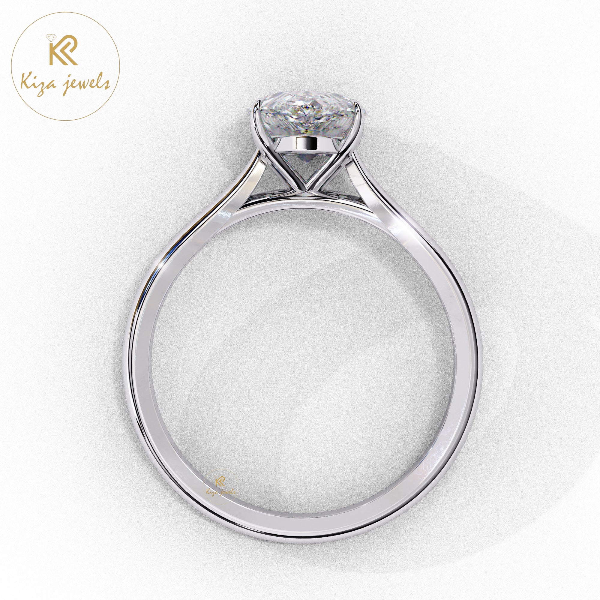 0.89 TDW Pear Cut Women's Diamond Solitaire Ring