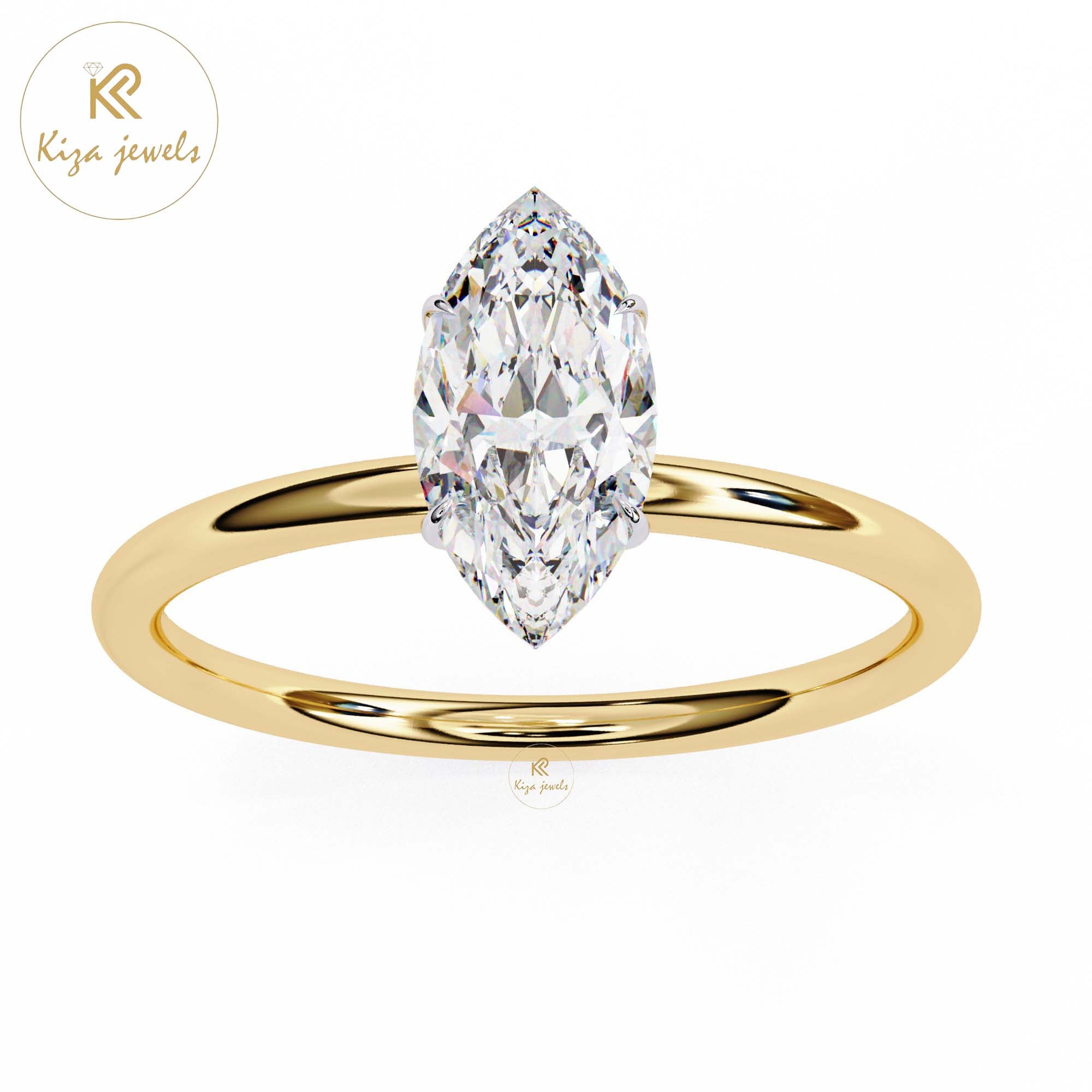 0.82 TDW Marquise Cut Women's Diamond Solitaire Ring