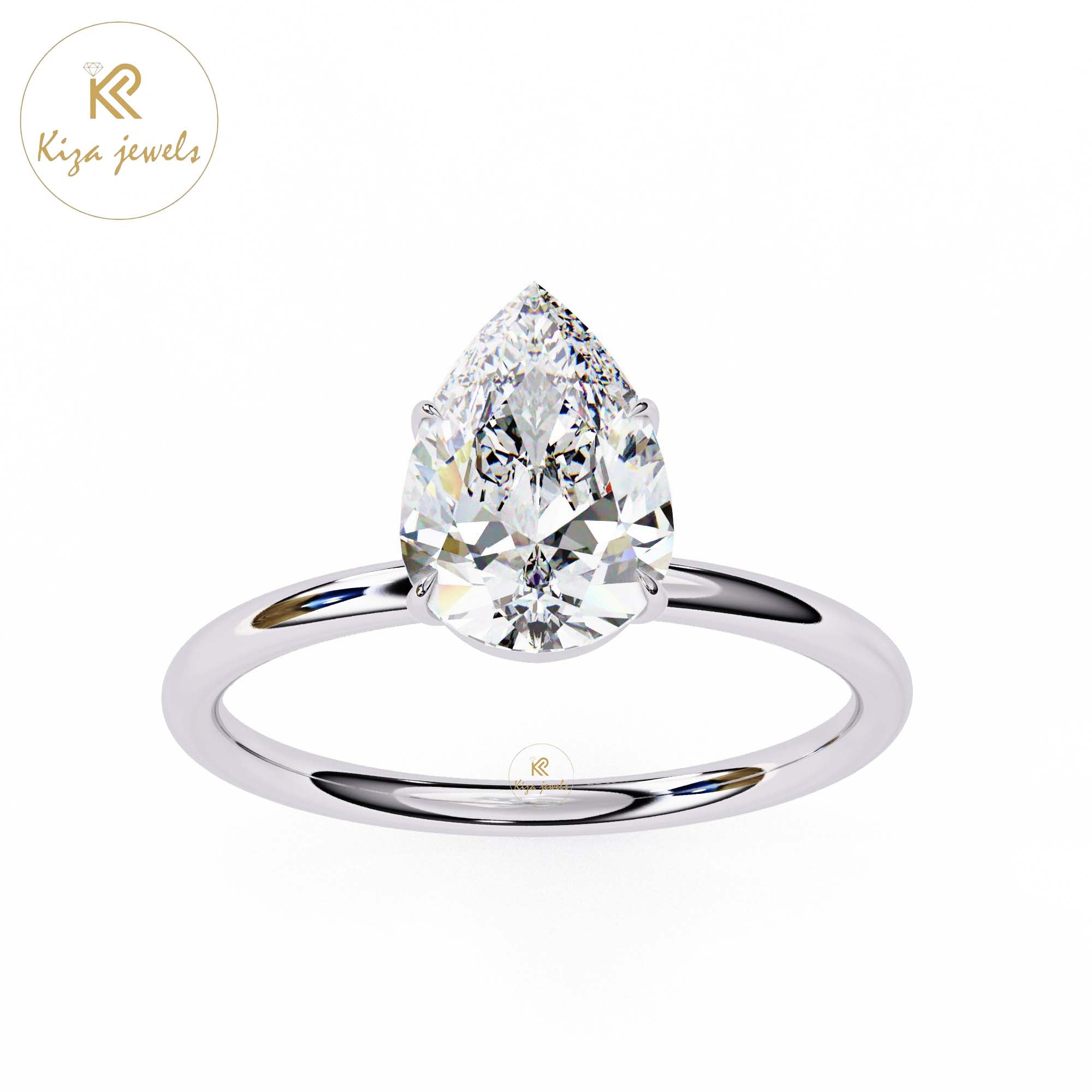 0.89 TDW Pear Cut Women's Diamond Solitaire Ring