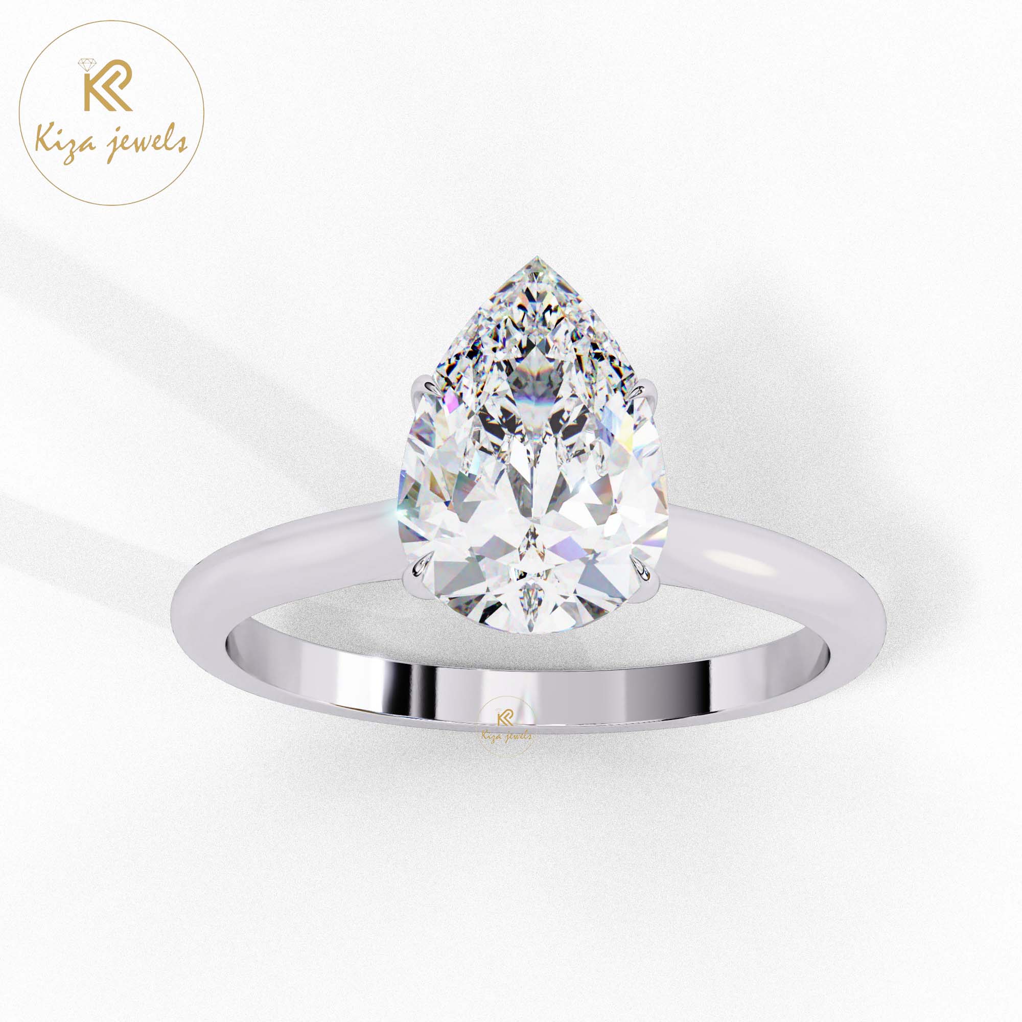 0.89 TDW Pear Cut Women's Diamond Solitaire Ring