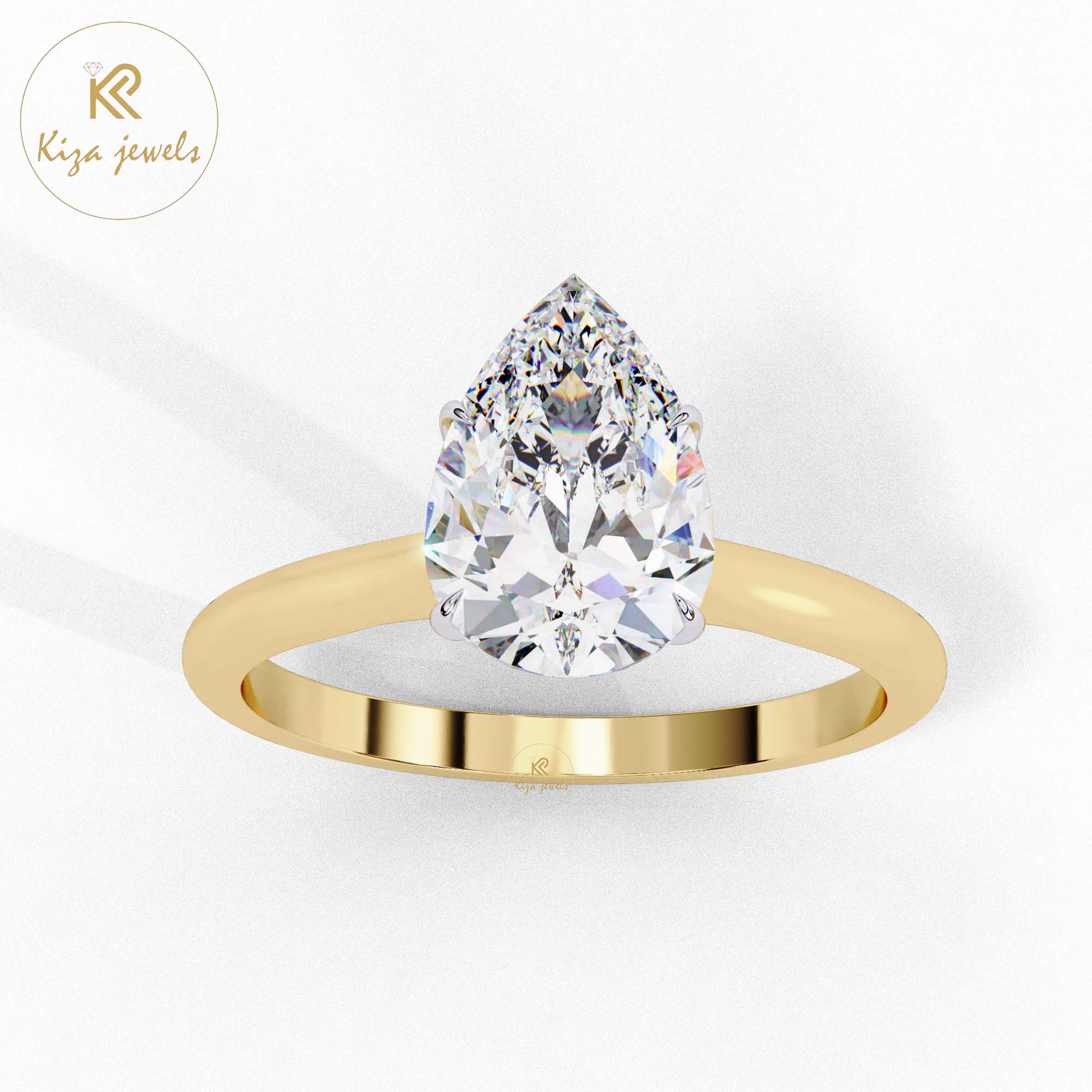 0.89 TDW Pear Cut Women's Diamond Solitaire Ring