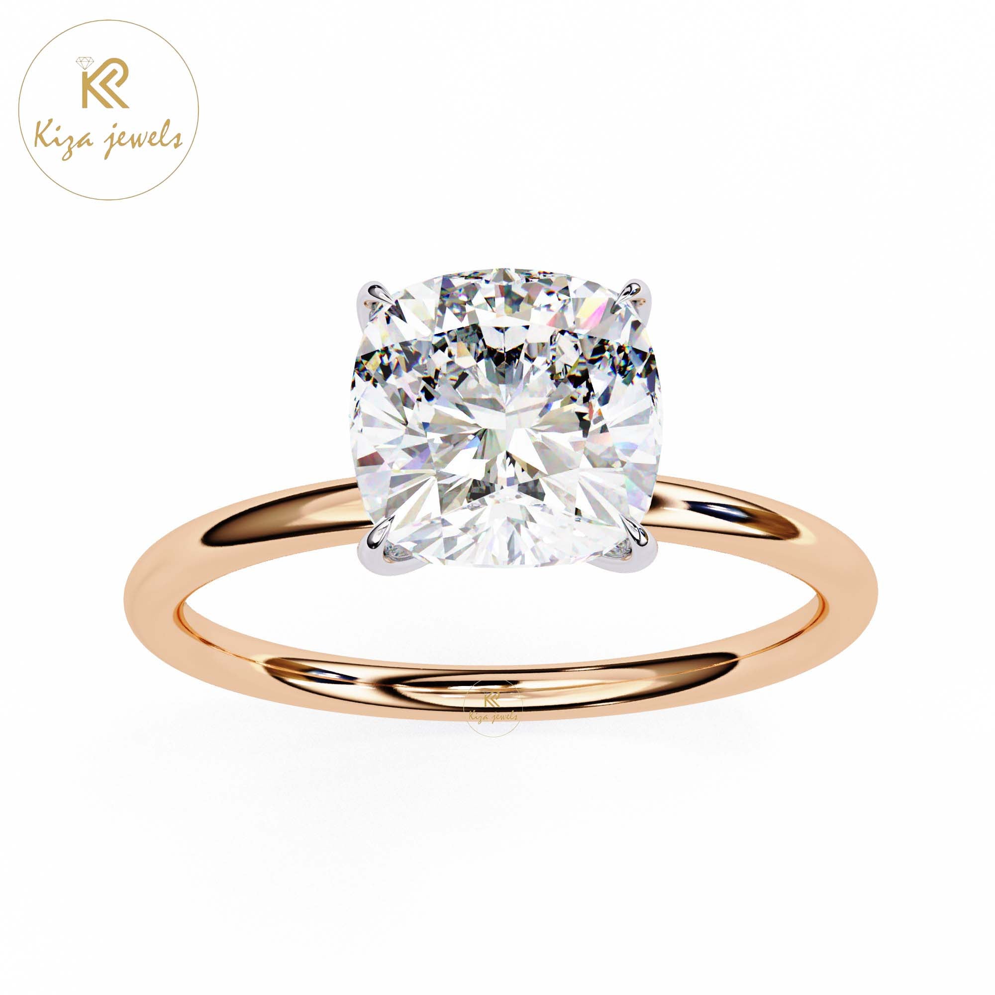 2.65 TDW Cushion Cut Women's Diamond Solitaire Ring