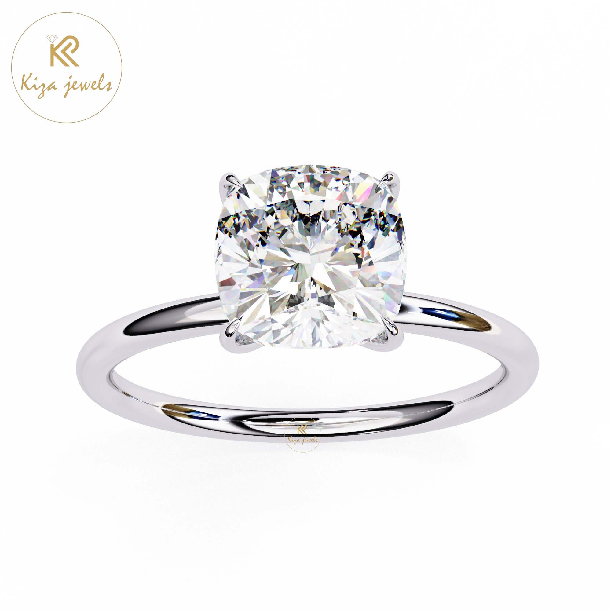 2.65 TDW Cushion Cut Women's Diamond Solitaire Ring