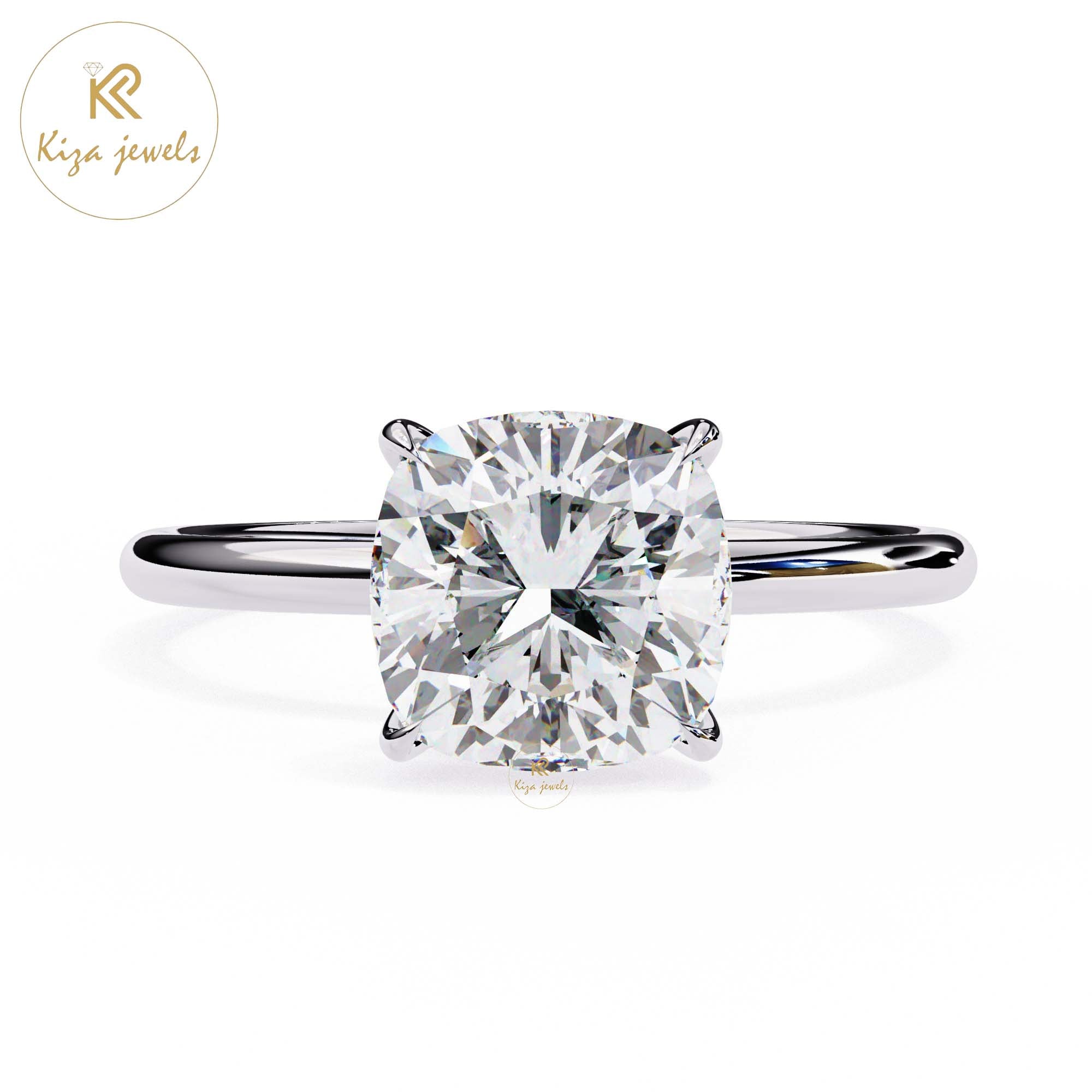 2.65 TDW Cushion Cut Women's Diamond Solitaire Ring