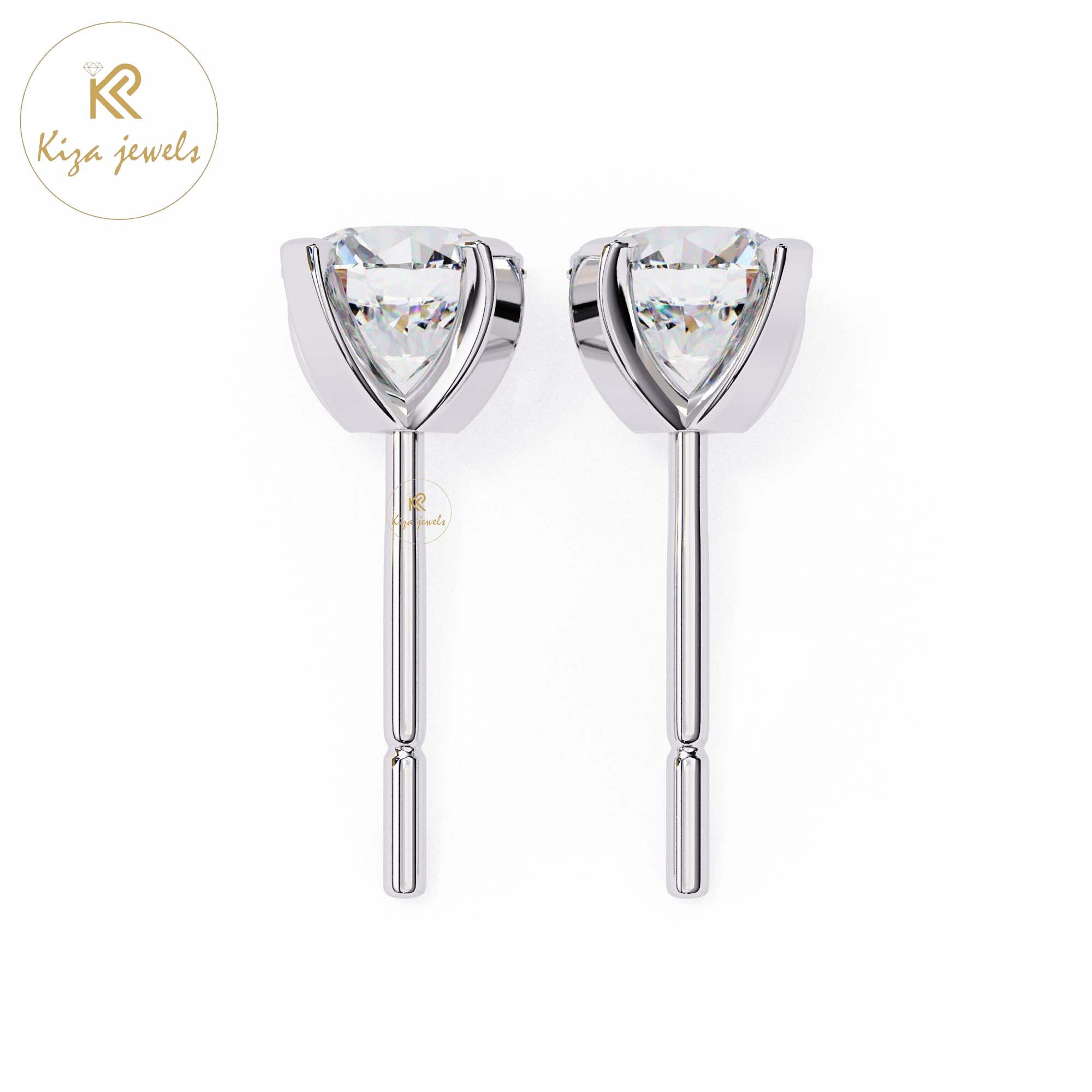 2.57 TDW Round Cut Diamond Women's Stud Earring