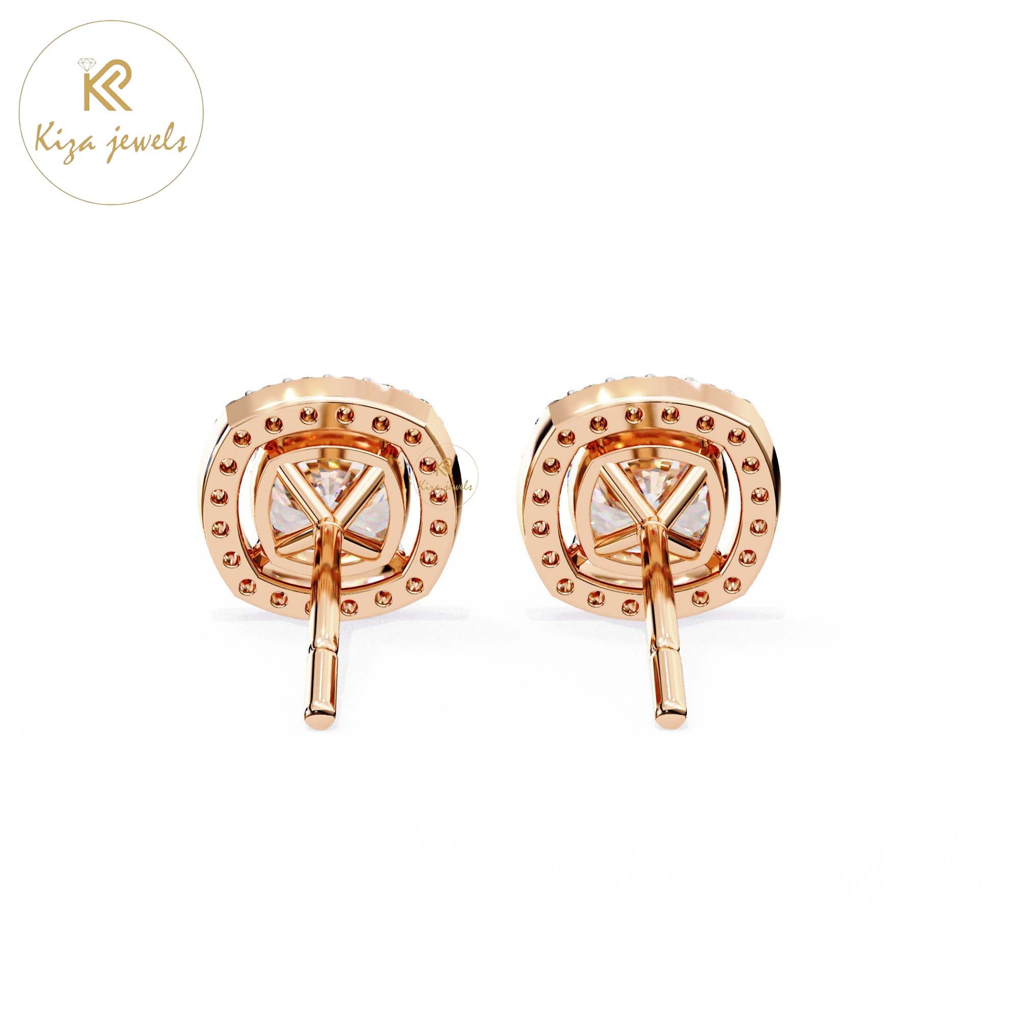 1.92 TDW Cushion & Round Cut Diamond Women's Stud Earring