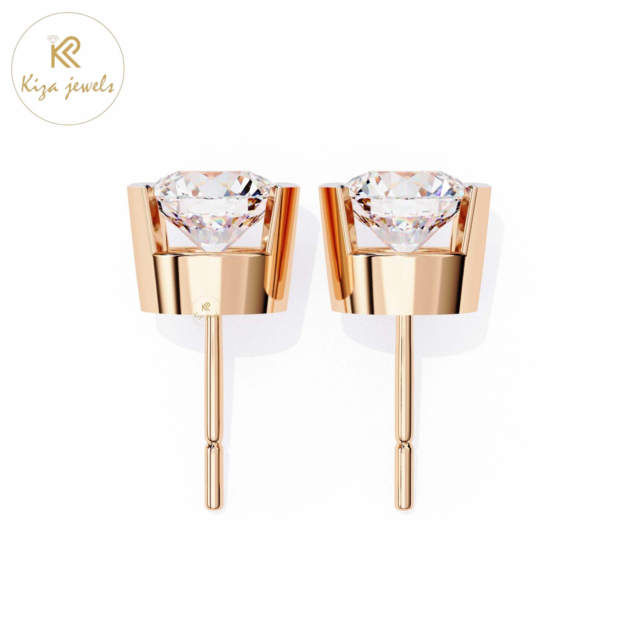 2.57 TDW Round Cut Diamond Women's Stud Earring