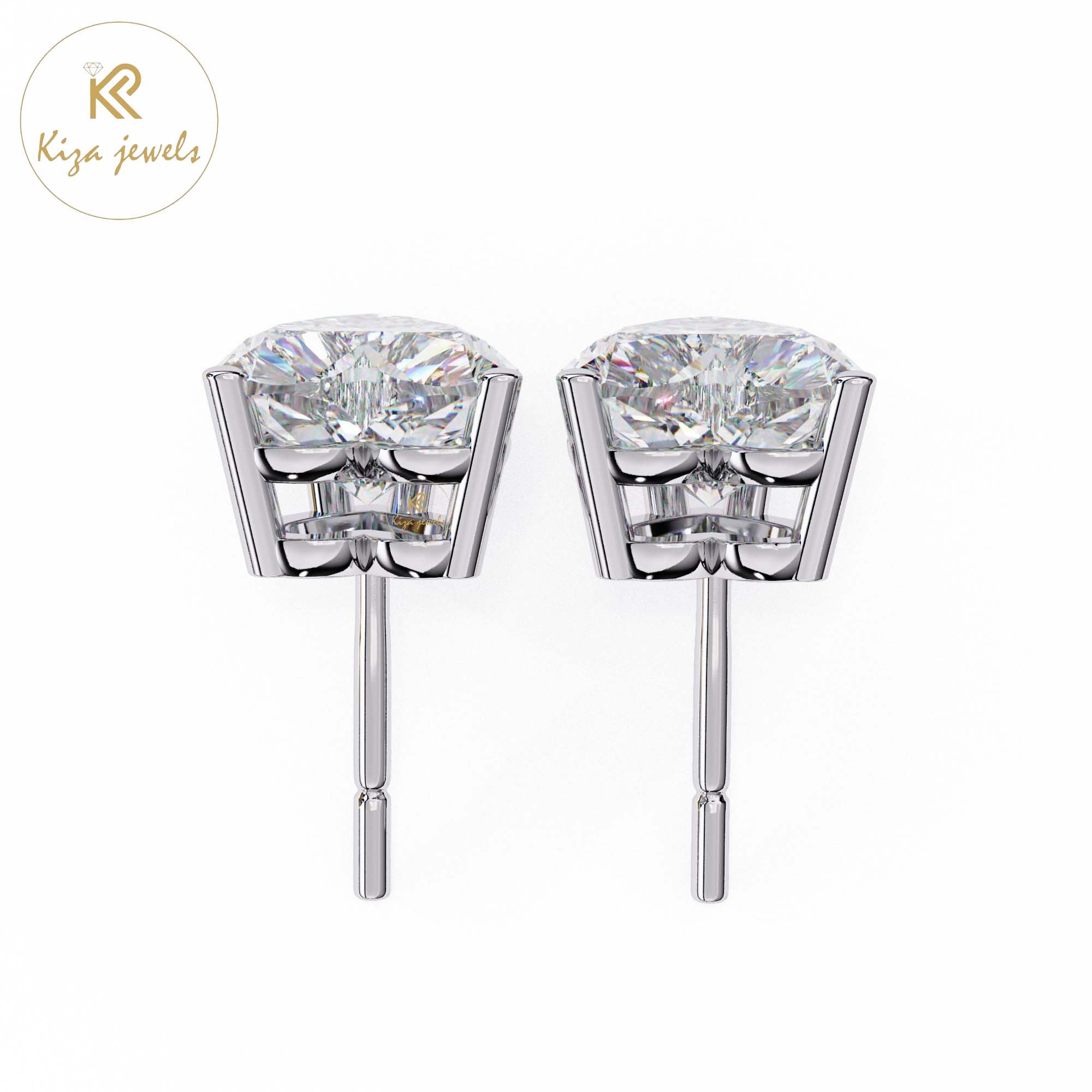 2.43 TDW Heart Cut Diamond Women's Stud Earring