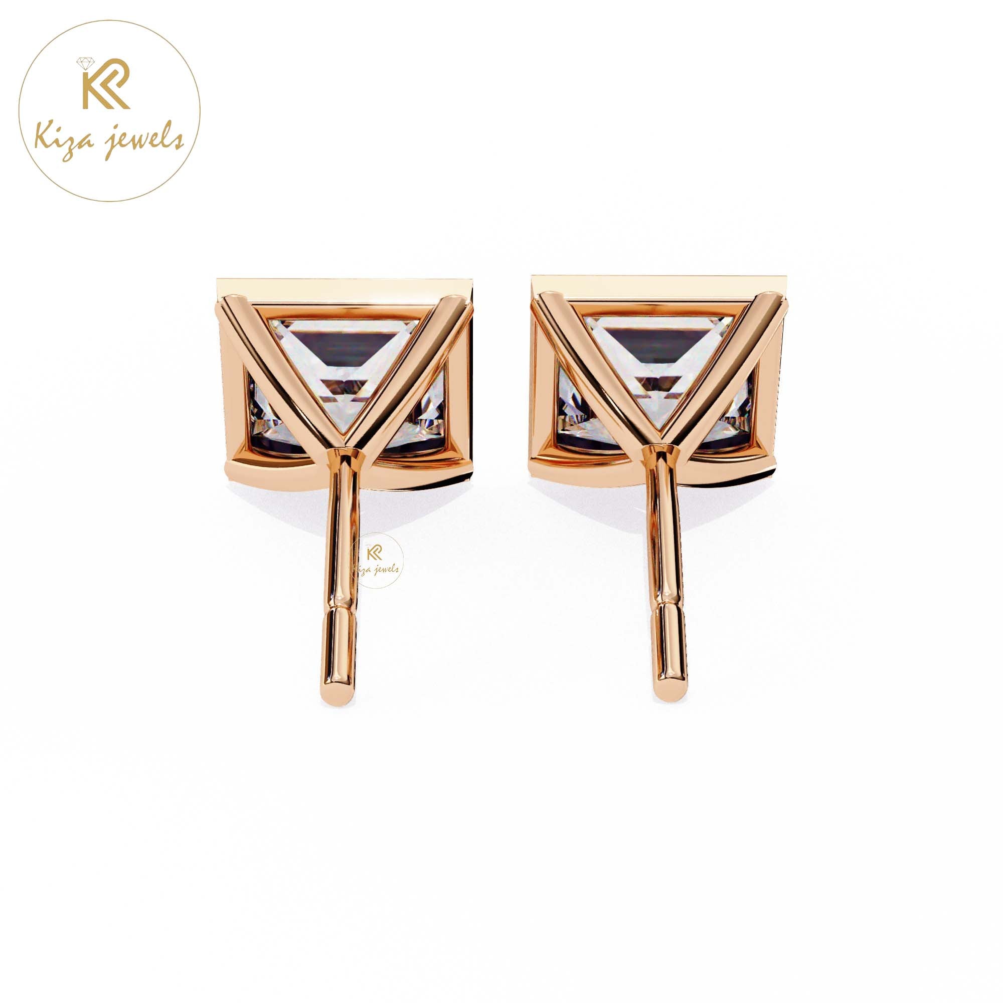 1.77 TDW Princess Cut Diamond Women's Stud Earring