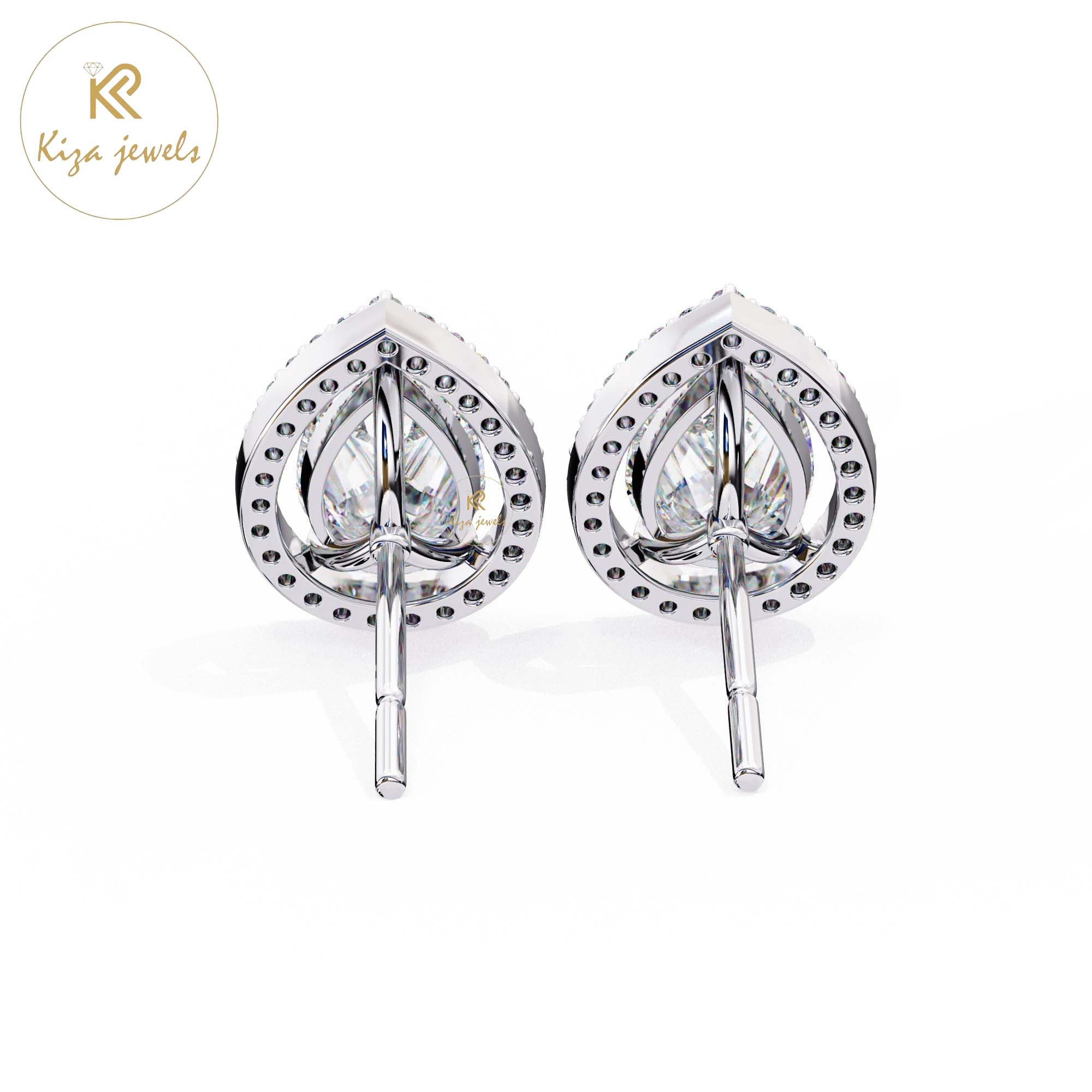 1.62 TDW Pear & Round Cut Diamond Women's Stud Earring