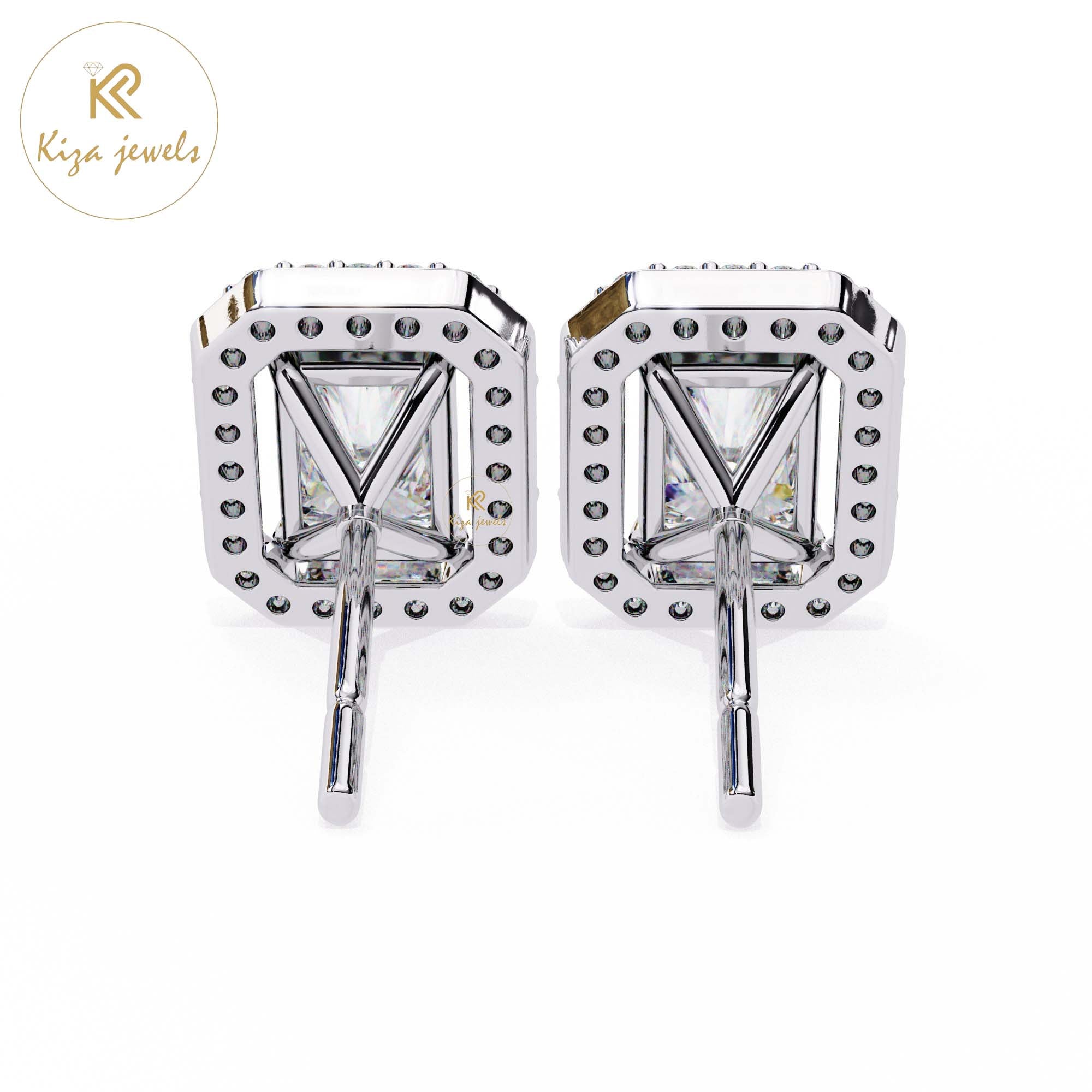 1.92 TDW Radiant & Round Cut Diamond Women's Stud Earring