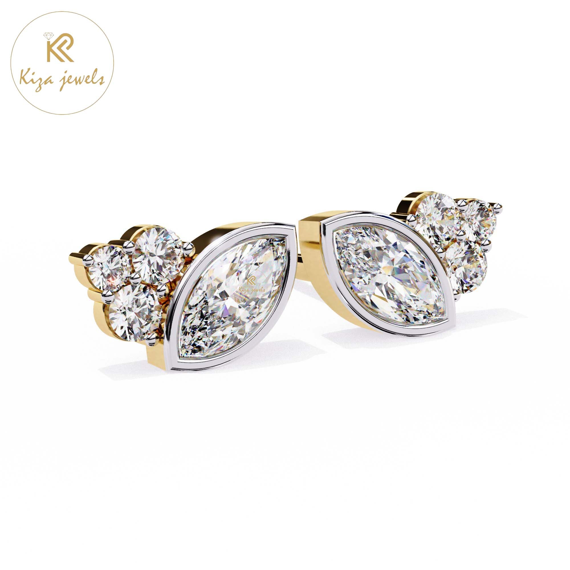 0.47 TDW Round & Marquise Cut Diamond Women's Stud Earring