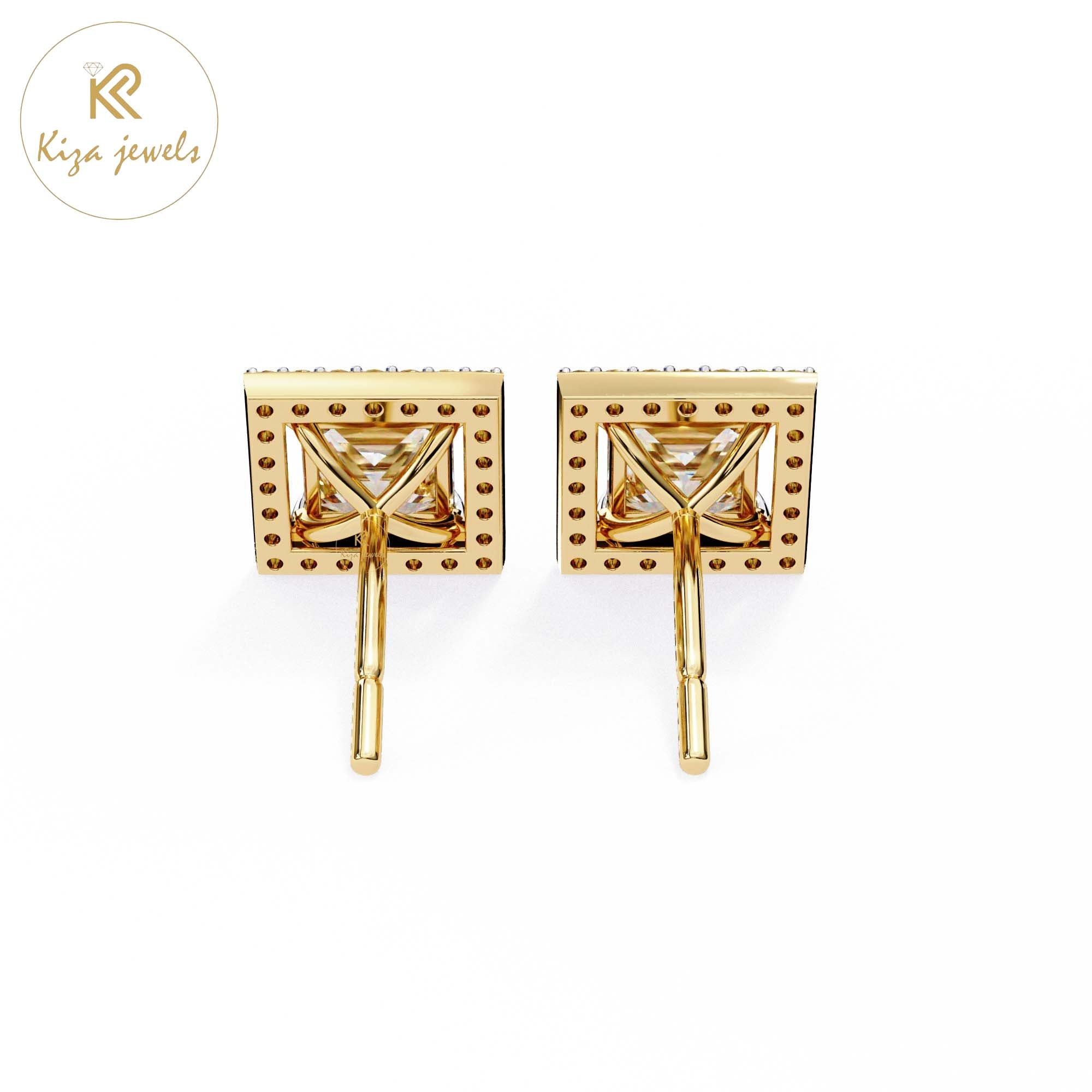 1.68 TDW Princess & Round Cut Diamond Women's Stud Earring