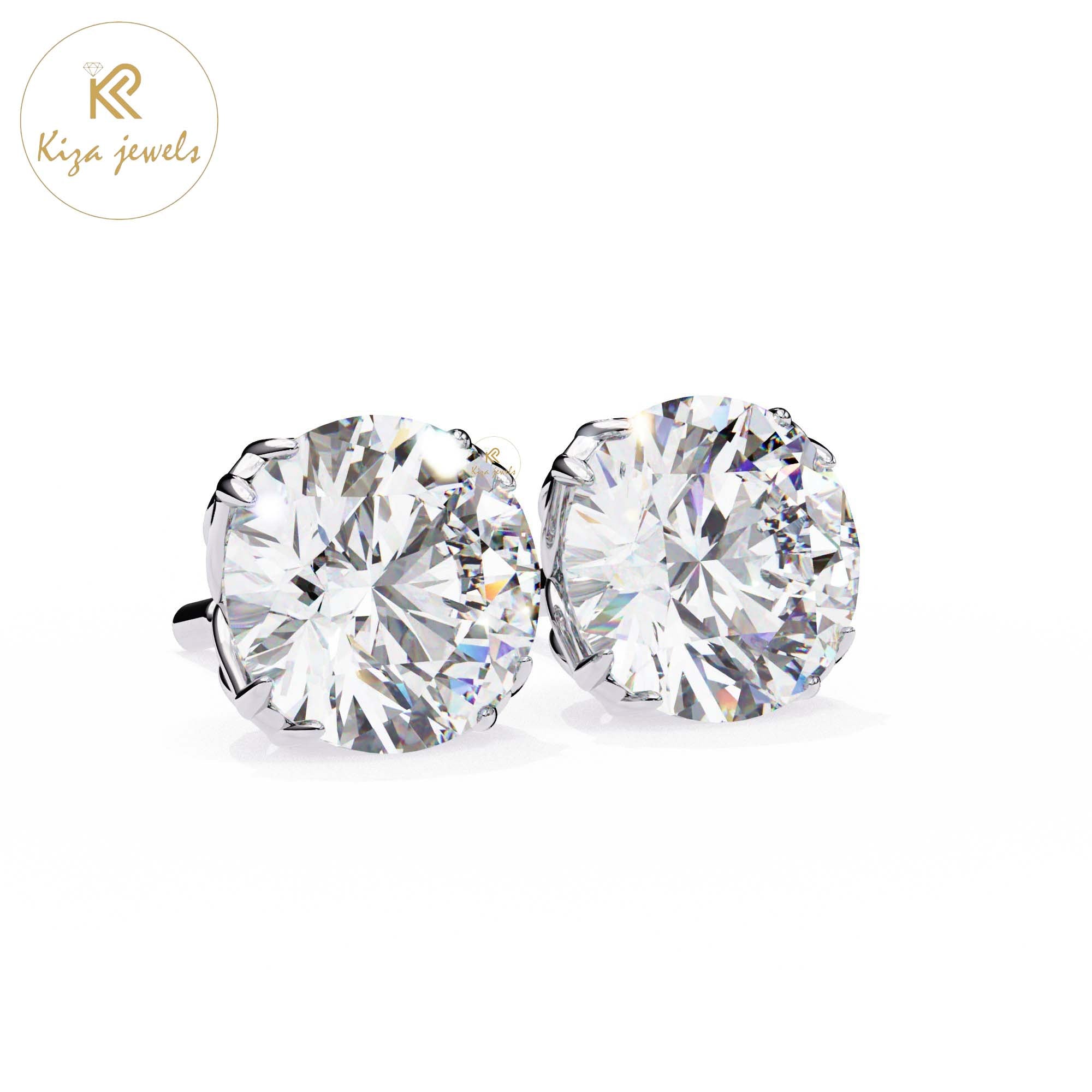 2.57 TDW Round Cut Diamond Women's Stud Earring