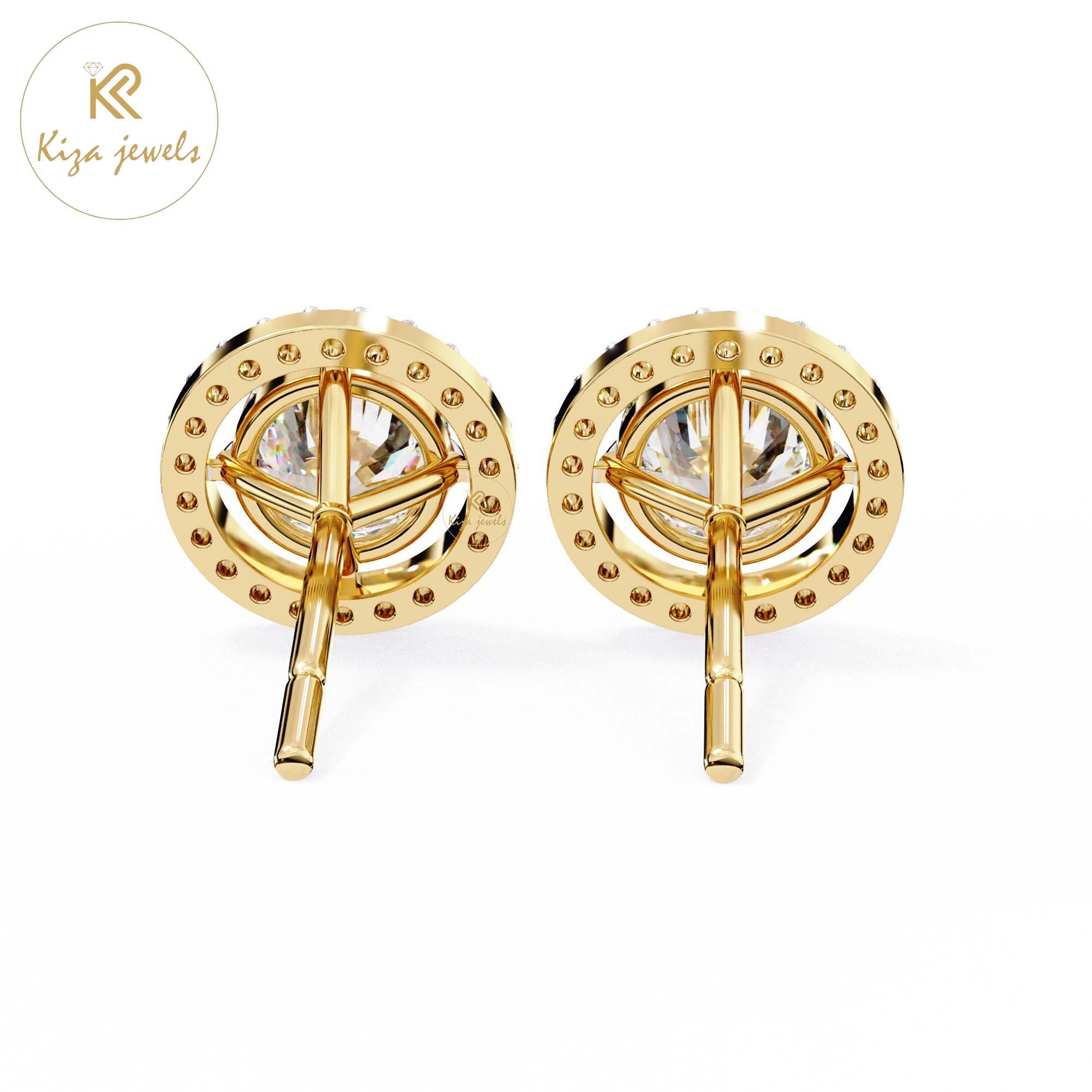 1.84TDW Round Cut Diamond Women's Stud Earring