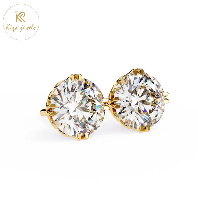 2.57 TDW Round Cut Diamond Women's Stud Earring